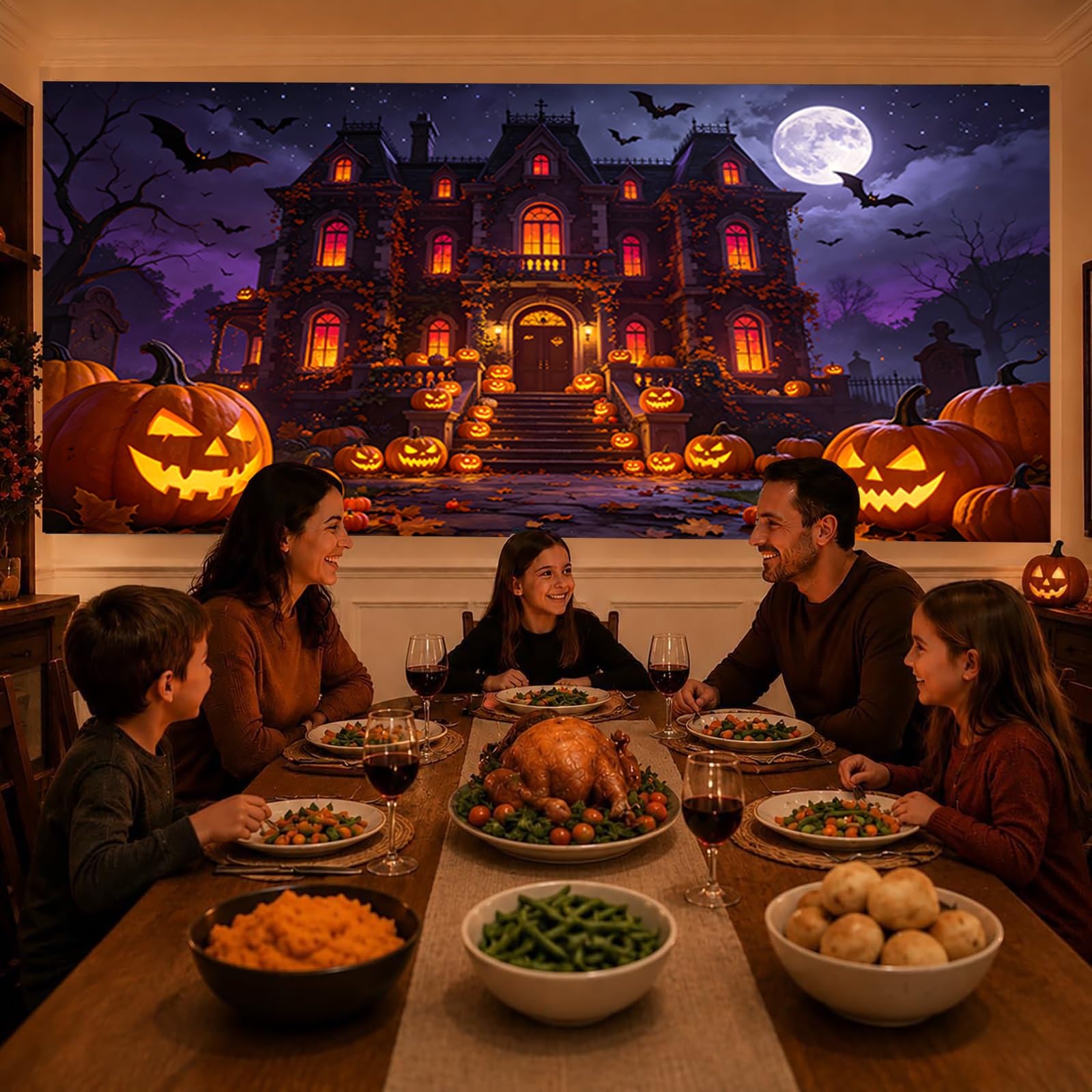 Tło dekoracyjne na Halloween bramy garażowej, duża osłona bramy garażowej