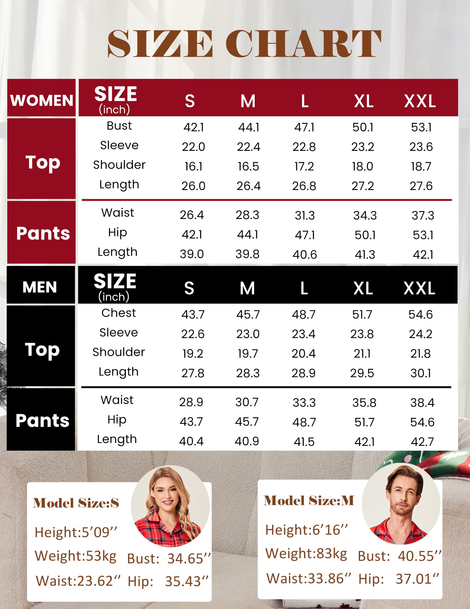 Ekouaer Conjunto de pijama de satén de seda para mujer, manga larga, con botones, suave, de dos piezas, S-XXL, Tartán rojo de Navidad, Medium