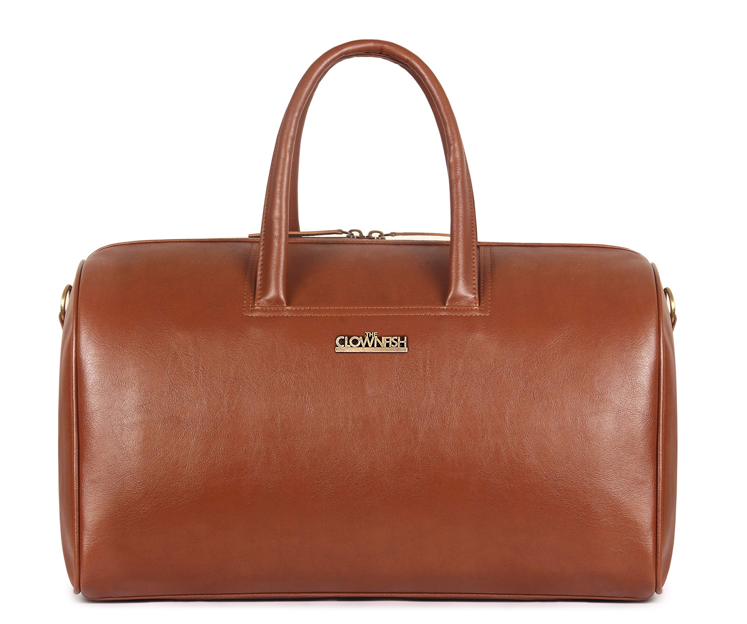 the clownfish Vintage 33 Liters Faux Leather Duffel Travel Bag (Caramel),W-27 Cm-picture-30
