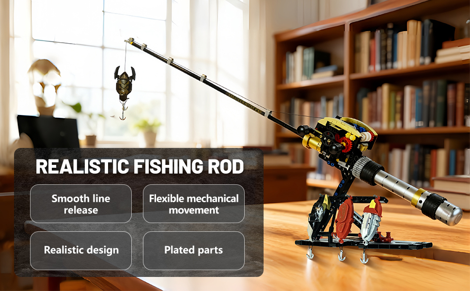 Lummitwit STEM Fishing Rod Building Blocks Kit，Hand-cranked