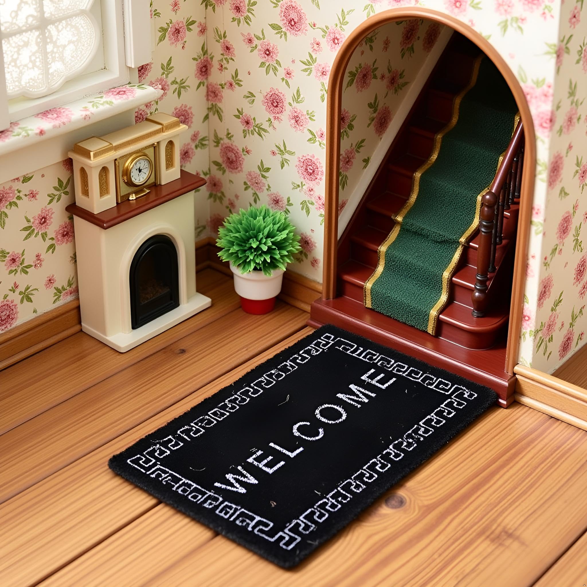 Black Doll House Miniature carpet WELCOME Mat Dollhouse Accessories Home & Living 1/12 Scale doormats Sturdy and Practical lovely - Image 3