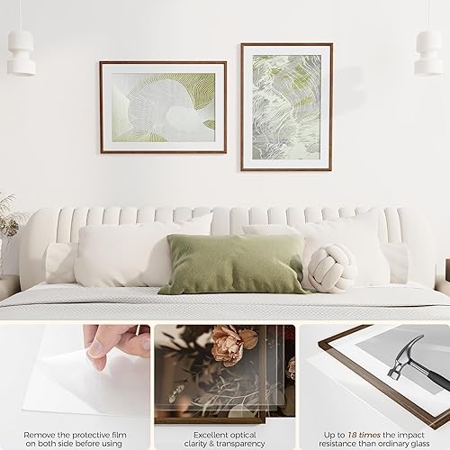 Miniatura 539 de Fun Memories Portarretratos de metal de 16 x 20 pulgadas con paspartú de 11 x 14 pulgadas, acabado de aluminio cepillado, parte delantera de vidrio