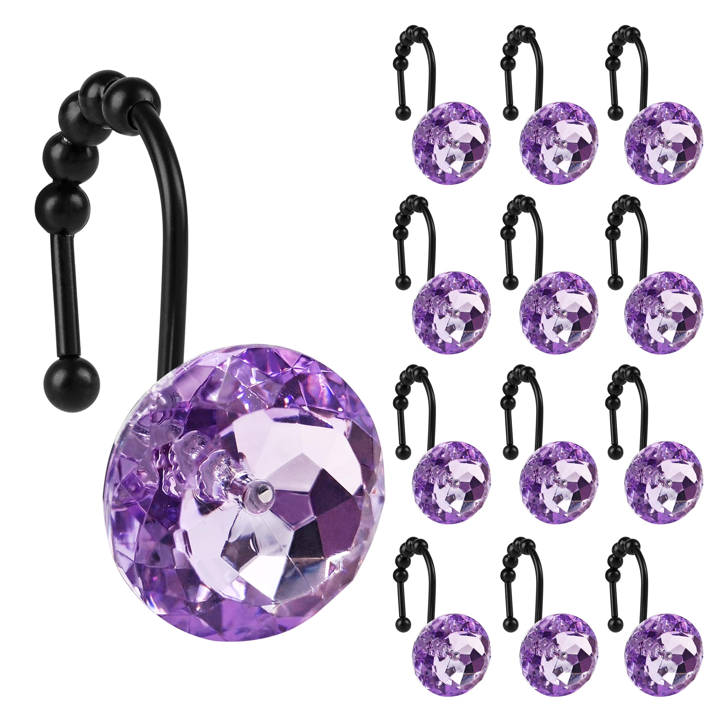 Elegant Rhinestone Shower Hooks - Glide & Shine -27 Elegant Rhinestone Shower Hooks - Glide & Shine -27