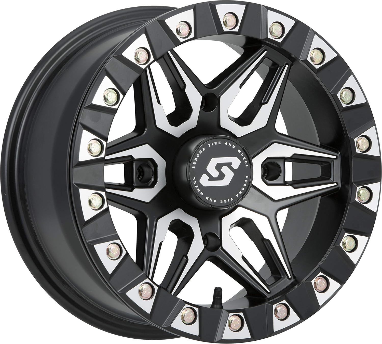 Sedona Split 6 Beadlock ATV Wheel - Machined/Black [14x7] 4/110 - (5+2)