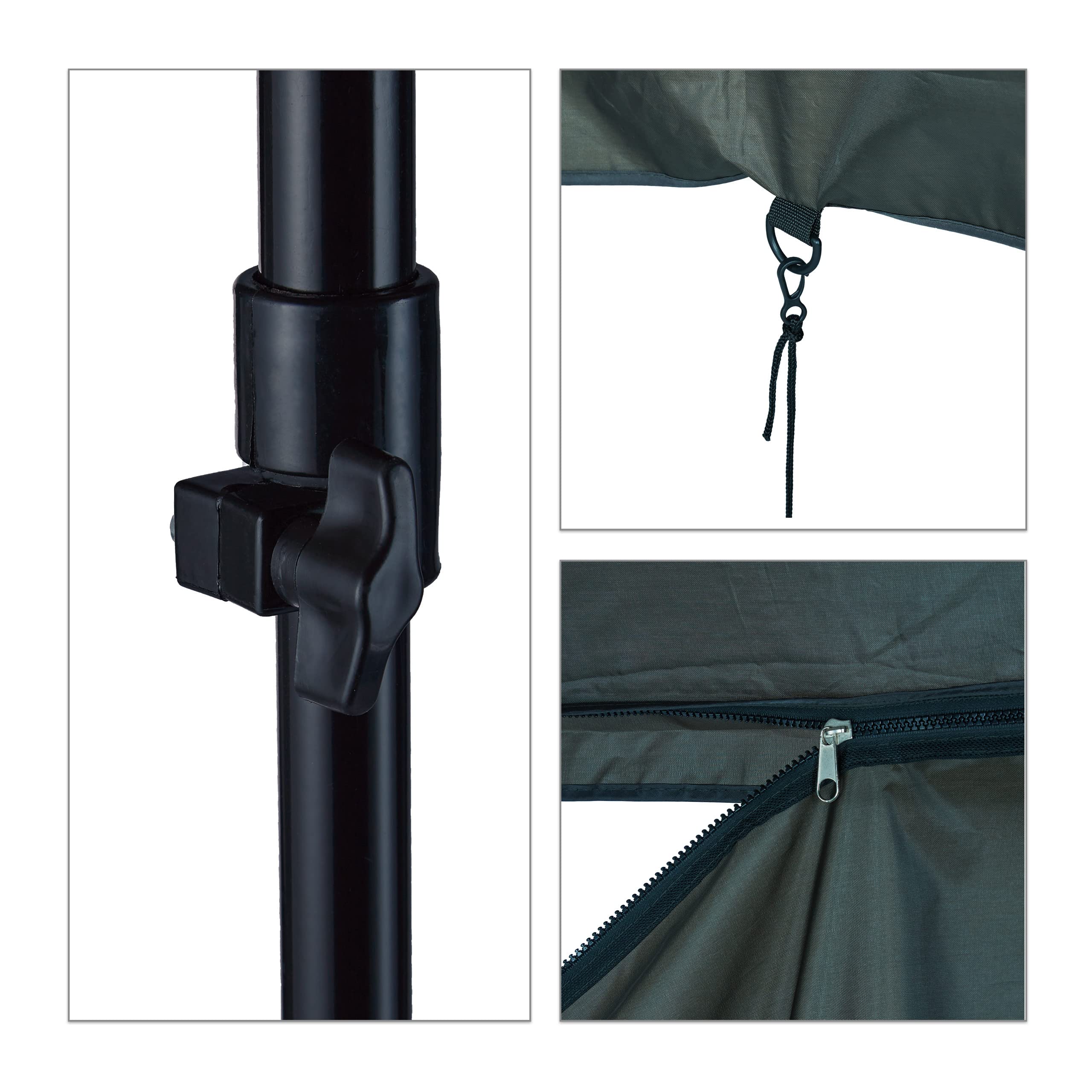 Relaxdays Ombrello a Tenda, Ombrellone da Pesca, Spiaggia, Mare, con Telo Laterale, Picchetti e Custodia Viaggio, Verde