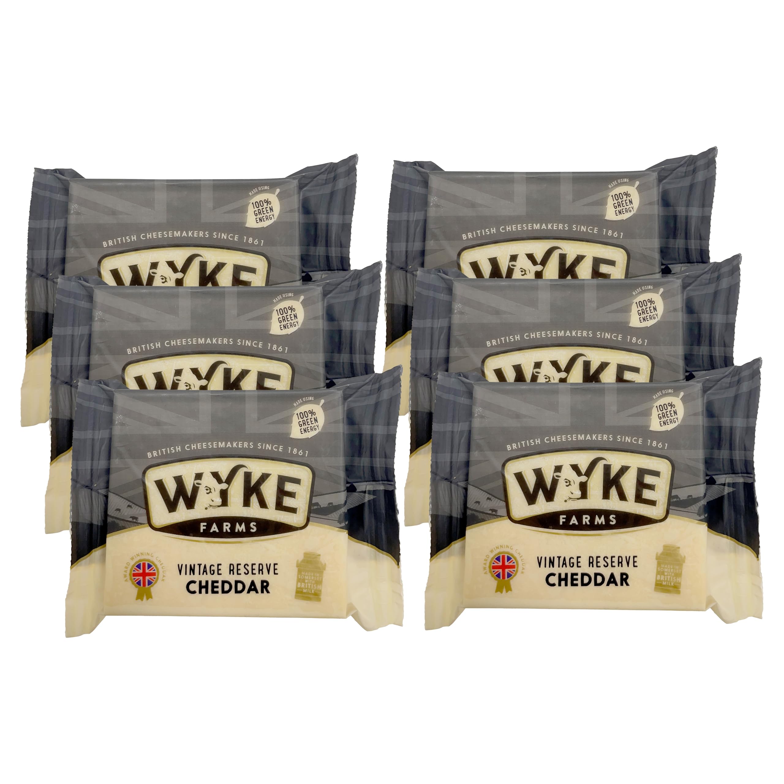 WYKE CHEDDAR-KÄSE Vintage Reserve 6x 200g Stück extra vintage cheddar cheese 15 Monate gereift englischer Hartkäse perfekt zu Käseplatten Pasta Burgern Fondue