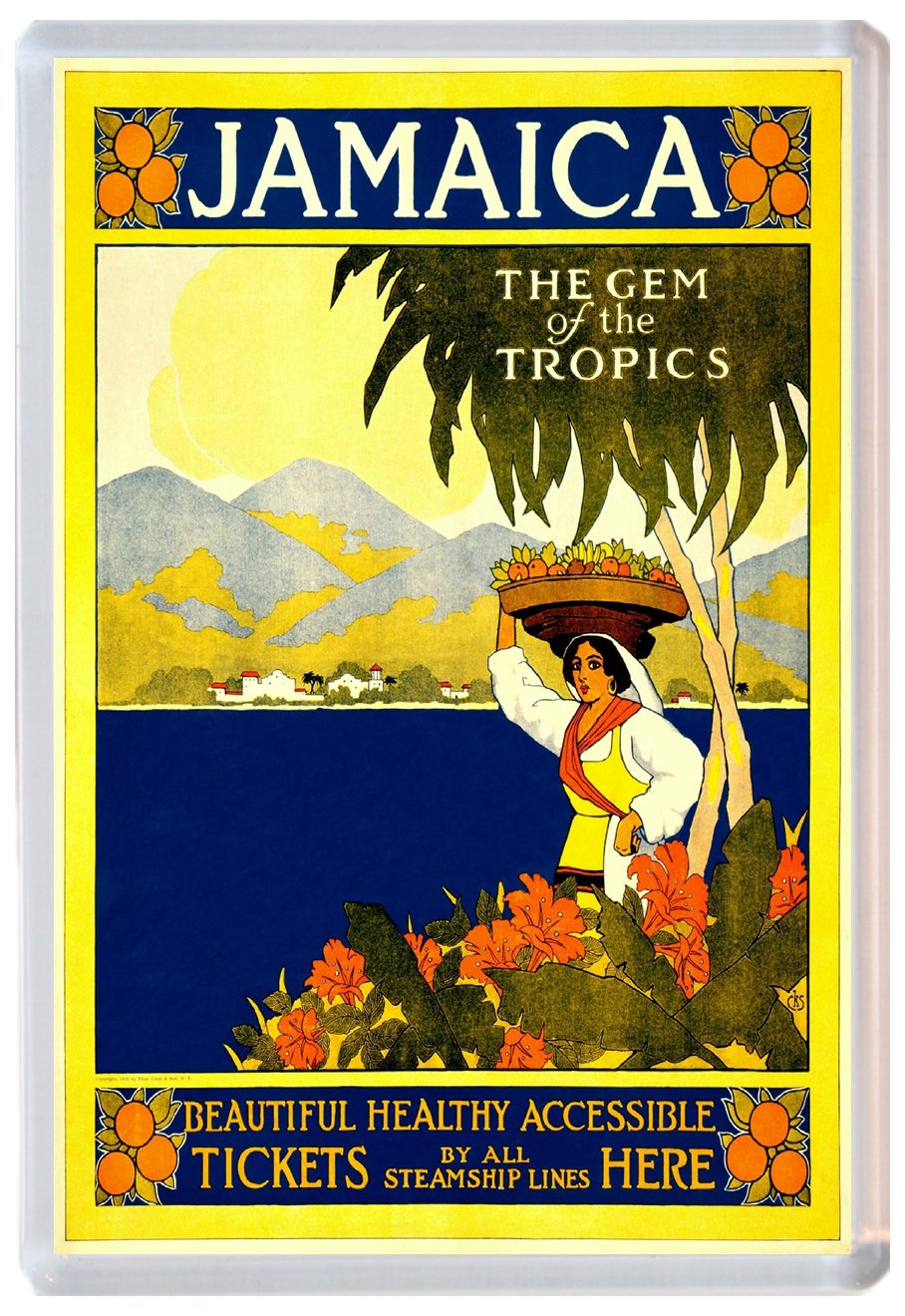 Baked Bean Store Jamaica - 'Vintage Poster' Caribbean - Jumbo Fridge Magnet