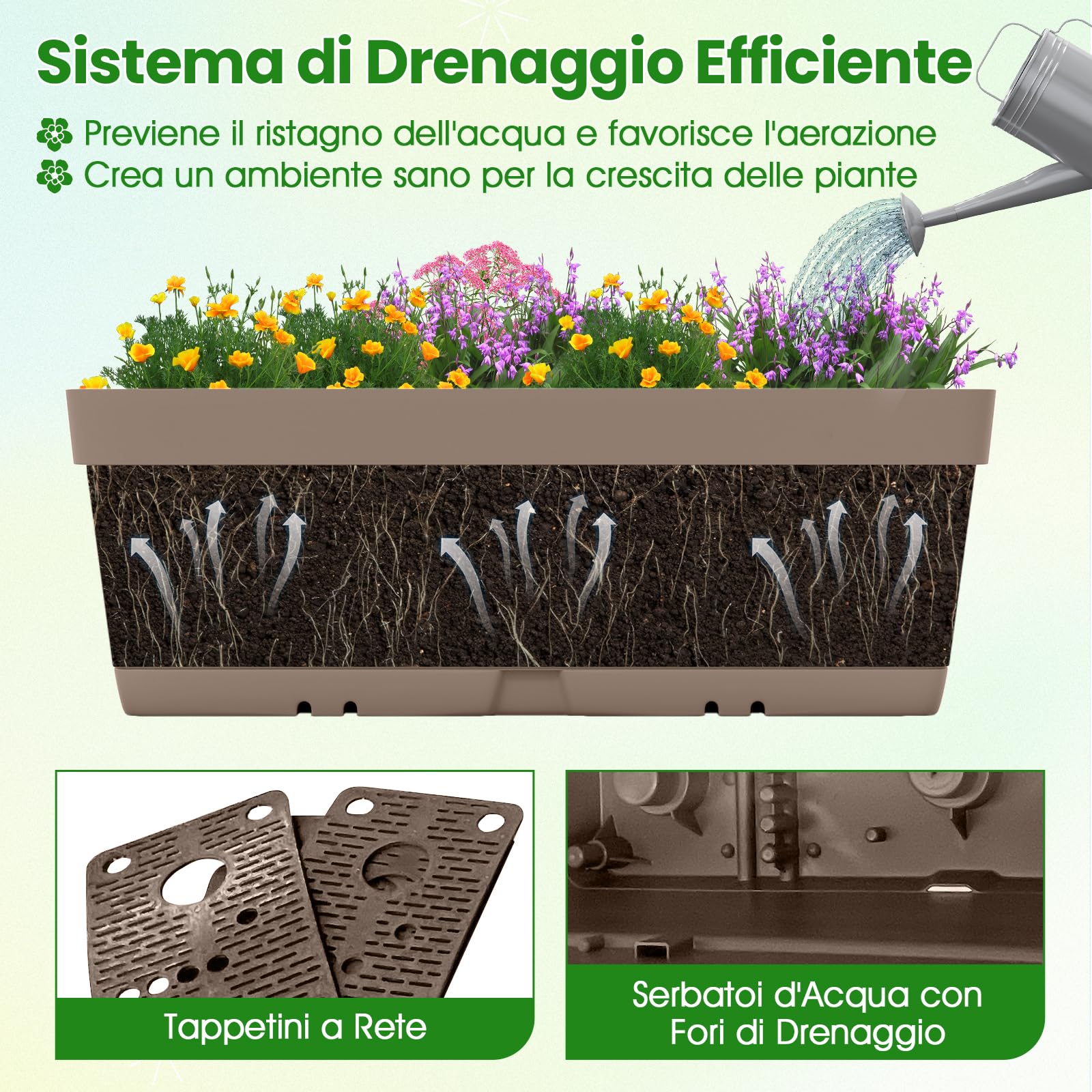 COSTWAY Letto Verticale Rialzato, 6 PZ Fioriere da Giardino per Verdure, Erbe e Fiori, Fioriere Elevate per Interni ed Esterni per Patio, Giardino e Balcone (Grigio)