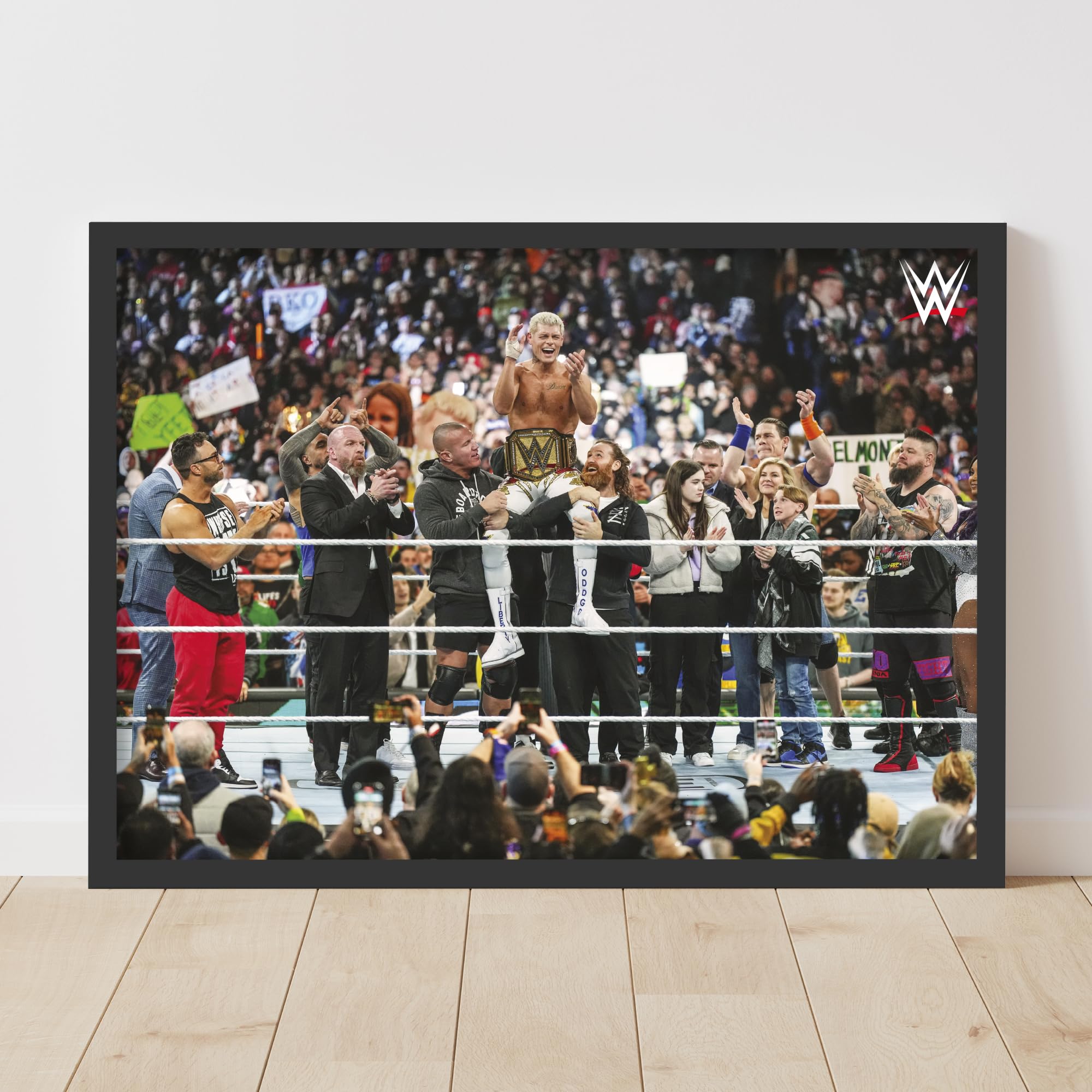 Themed Black Wwe Print - Cody Rhodes Championship Win Wrestlemania Poster Wrestling Wall Art (29.7Cm X 42Cm - A3)