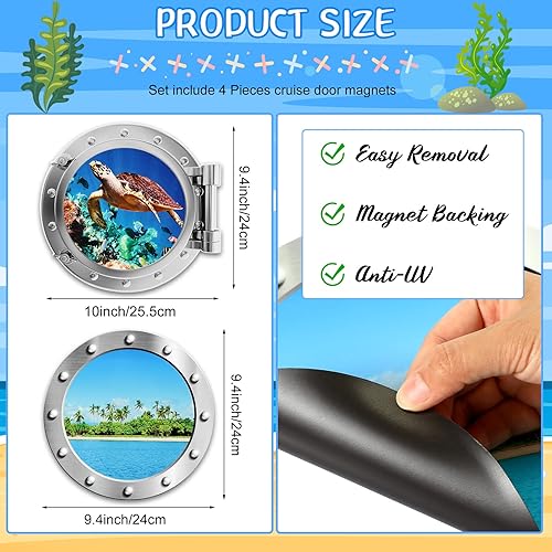Miniatura 5 de 4 piezas de decoración magnética para puerta de crucero, imanes magnéticos para puerta de crucero, palmera, tortuga, crucero, imán de crucero,