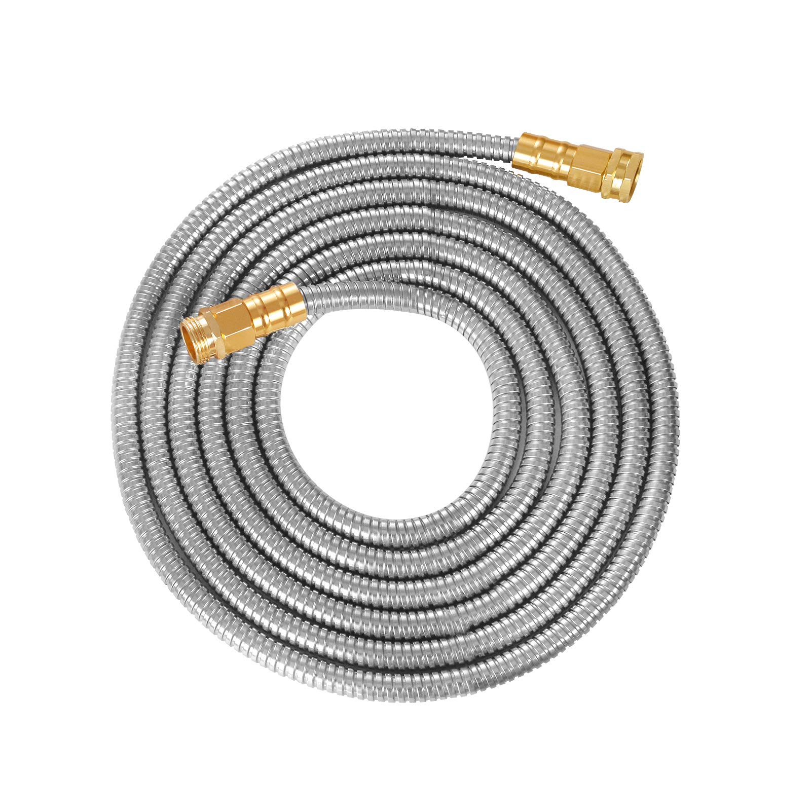 15FT 304 Stainless Steel Metal Garden Hose - Heavy Duty Water Hose, Outdoor Yard, Lightweight - Guaranteed Flexible & Never Kink