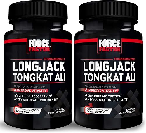 Force Factor Longjack Tongkat Ali 500mg para hombres, extracto de Longjack para apoyar la vitalidad masculina y mejorar la conducción, cápsulas
