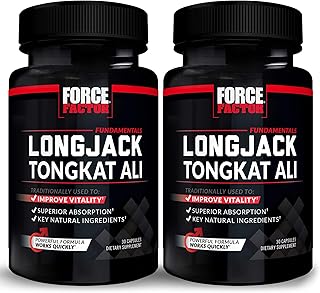 FORCE FACTOR Longjack Tongkat Ali 500mg for Men, Longjack Extract to Support Male Vitality and Improve Drive, Longjack Capsules with BioPerine Black Pepper Extract, 60 Capsules (2-Pack)