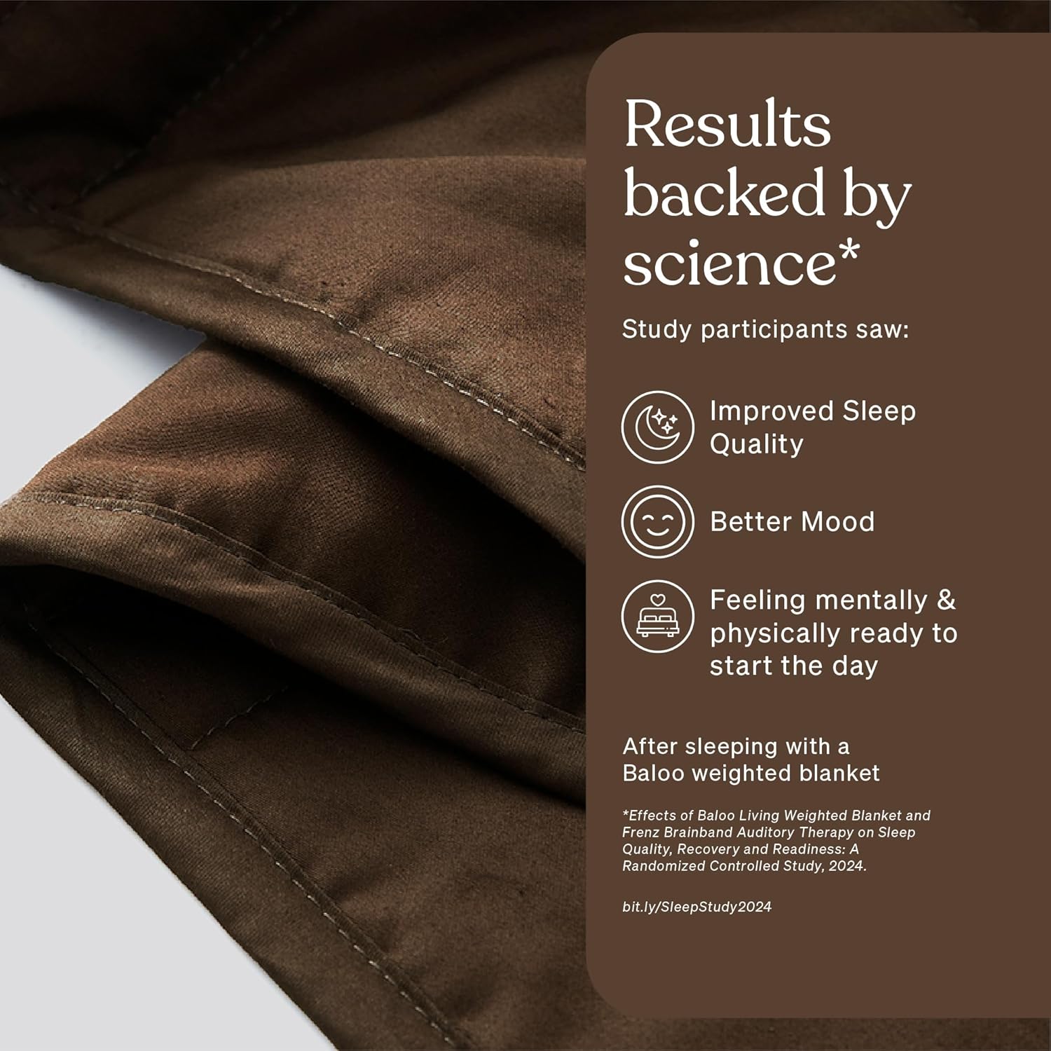 Baloo Weighted Blanket for Adults 12 lb Throw (Cocoa, 42"x72") | Cool & 100% Cotton | Machine Washable & Dryer Safe | Glass Microbead Fill - Image 2
