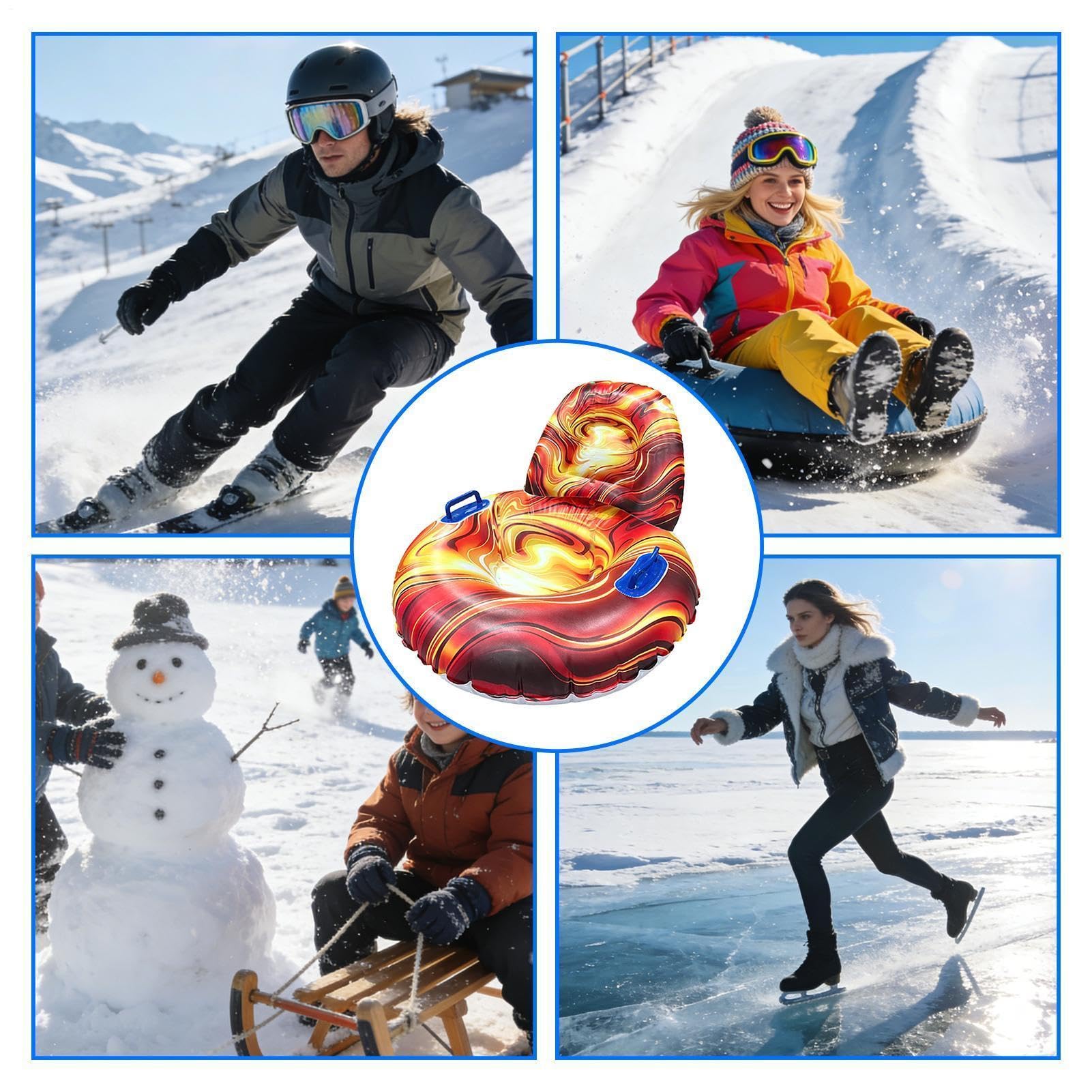 Ciambelle da Neve per Adulti Slittini Ergonomici con Maniglie Antiscivolo e