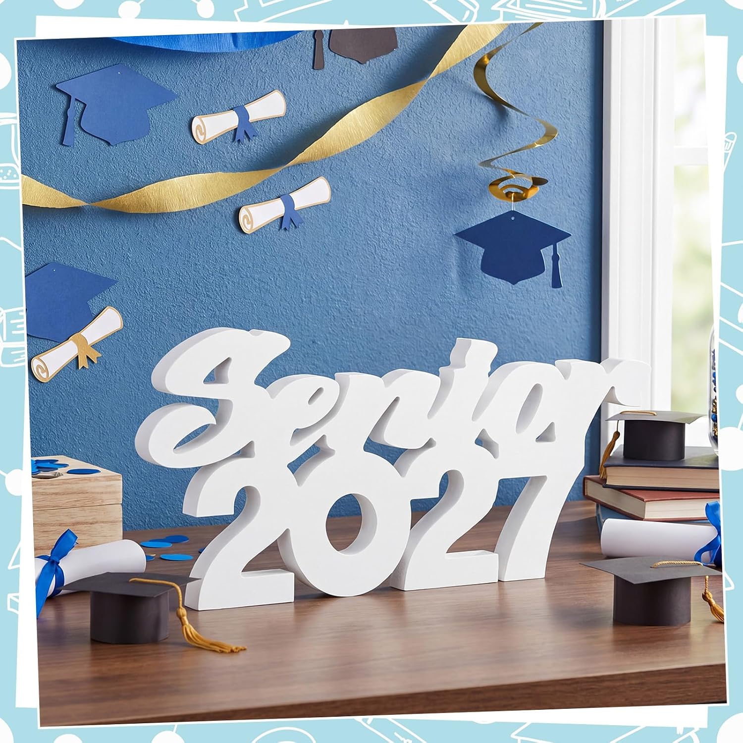 Yaomiao Senior 2027 Sign Graduation Decorations Class of 2027 Decorations Photo Prop Graduation Table Centerpieces for Senior Night Decor High School College Sign Grad Party Supplies