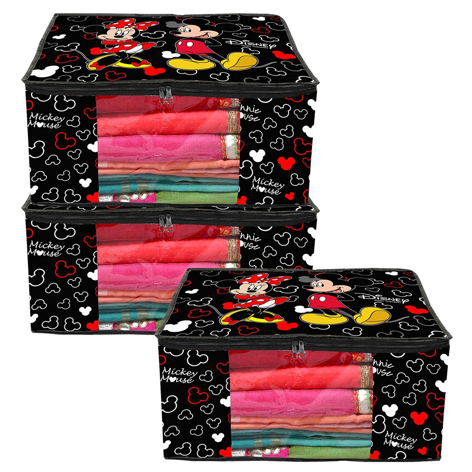 Kuber Industries Non-Woven Disney Mickey Print Saree Covers With Zip|Foldable Wardrobe Organizer For Clothes|Saree Bags Keep 8 To 10 Saree|Suitable For Lehenga, Suit, Dress|Pack Of 9 (Black) (B0C6QVR3M7) Amazon Price History, Amazon Price Tracker