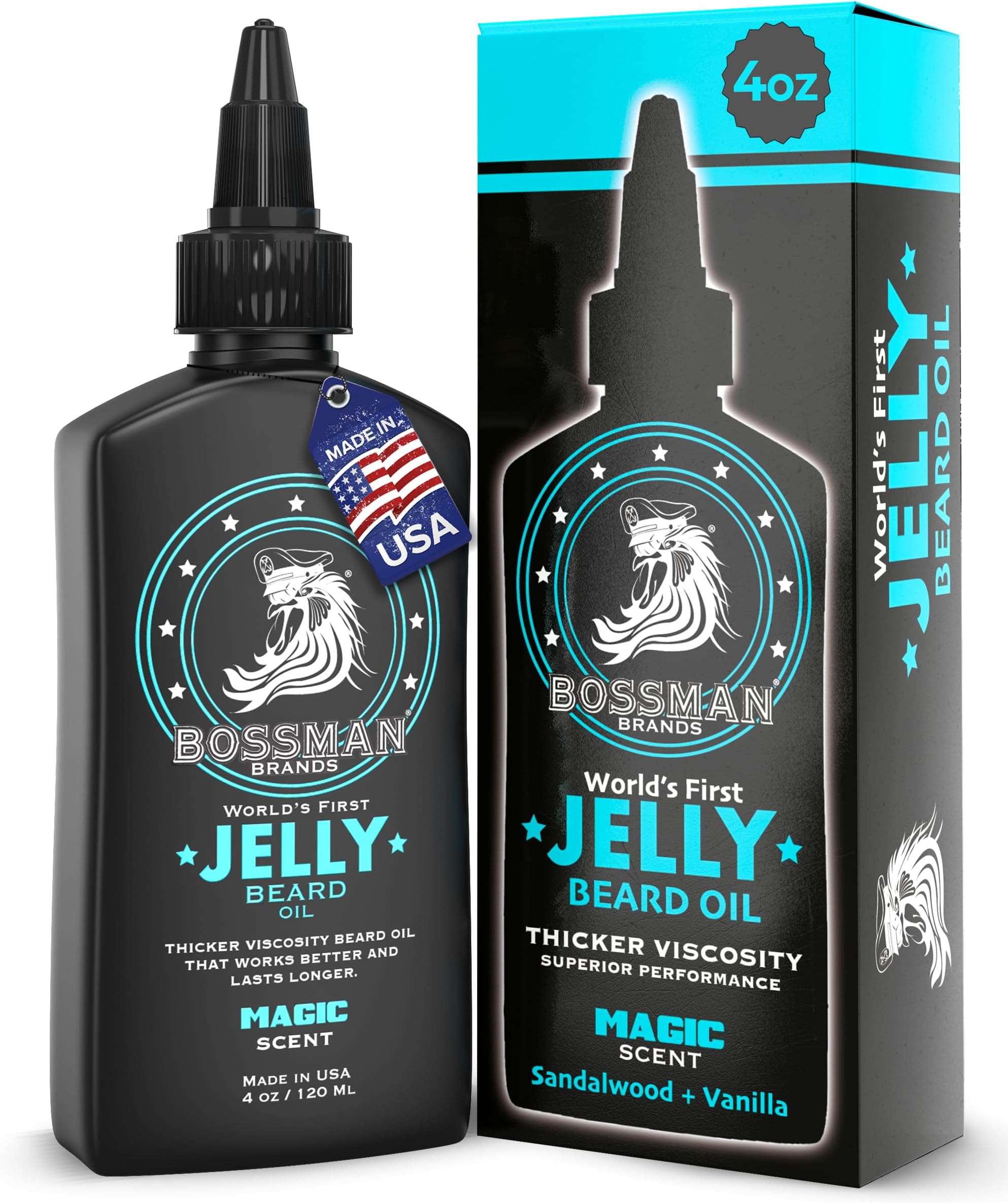 Bossman Jelly Beard Oil for Men (4 oz, Magic Scent) โ Softens, Moisturizes & Conditions with Natural Ingredients