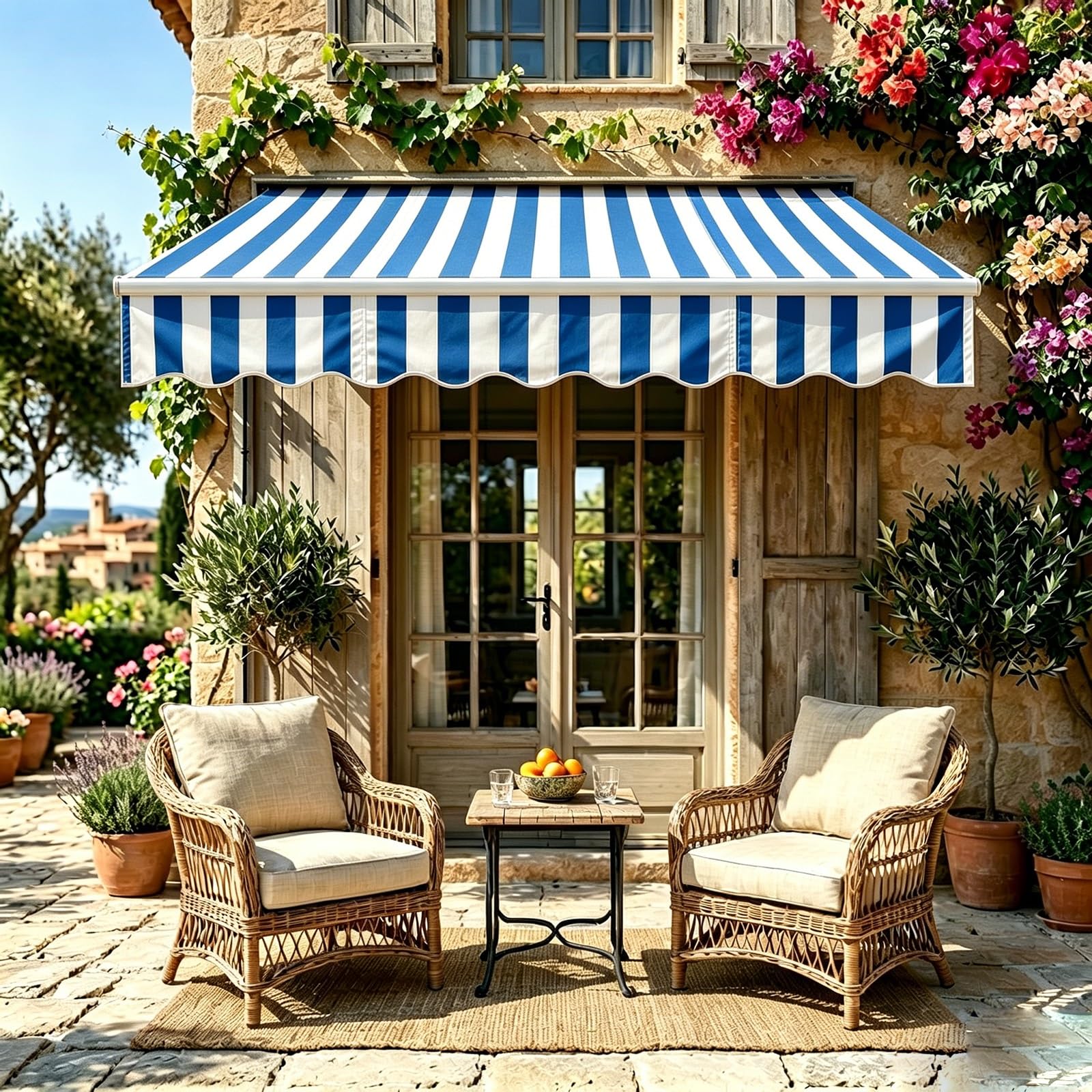 Store Retractable Exterieur，Toile De Remplacement Store Banne，Anti Chaleur Exterieur，Anti UV，Armature Non Incluse, Suitable for Patios and Shops.(Style M,10x8.2ft(3x2.5m))
