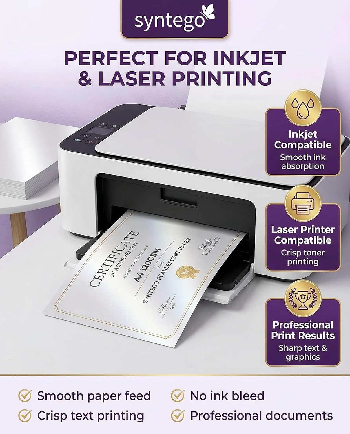 Premium Frost White Pearl Paper – A4 (8.27 x 11.7 in) – 120gsm (32lb Bond) Shimmer Certificate & Cardstock Sheets for Inkjet & Laser Printers – Ideal for Awards, Invitations