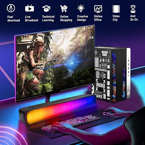 Miniatura 4 de HP Computadora de escritorio para juegos RGB, Intel Quad Core I5-6500 hasta 3.6 GHz, Radeon RX 550 4G, 16 GB DDR4, 1T SSD + 3T HDD, teclado y mouse