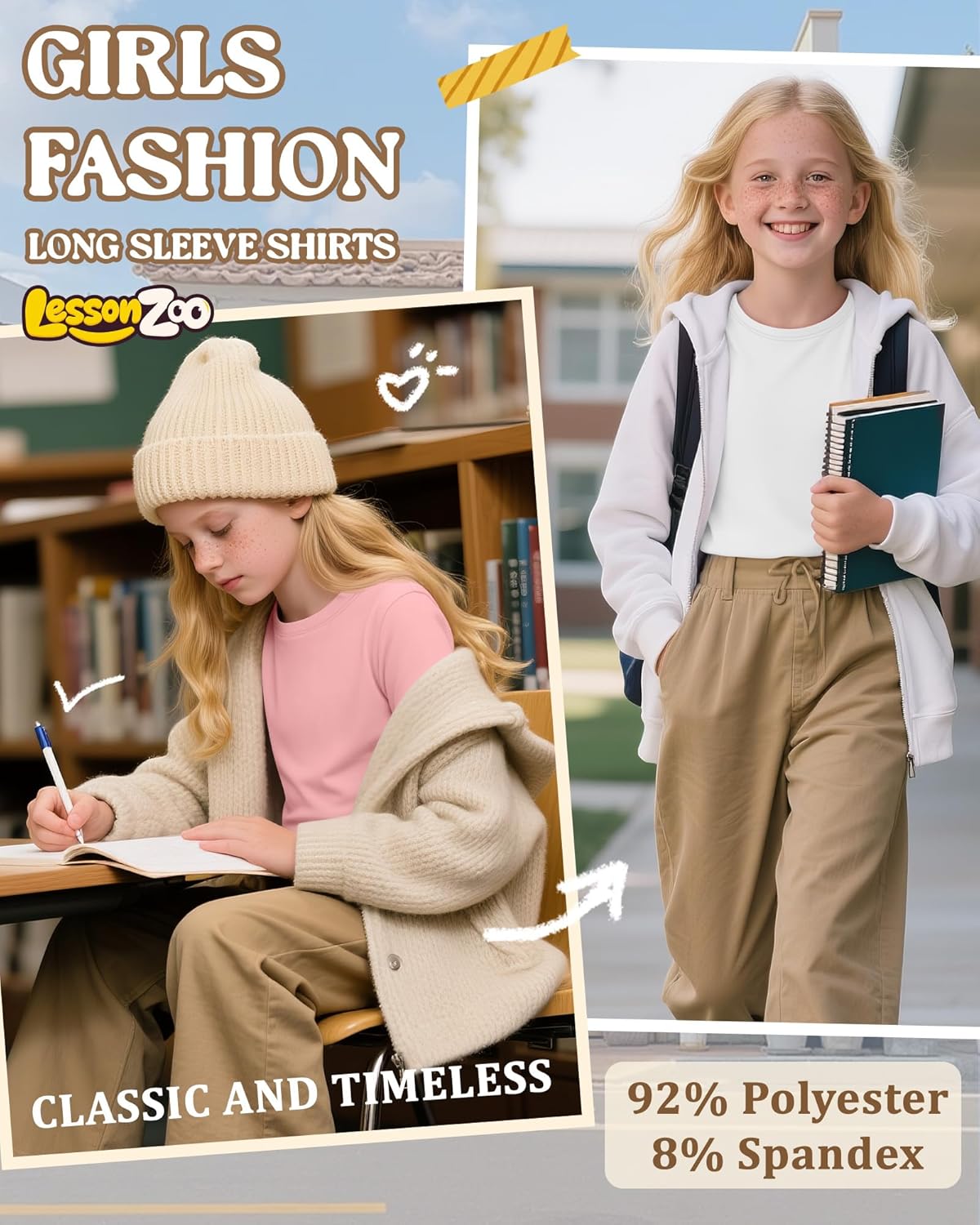 4 Pack Girls Long Sleeve Shirts Kids Thermal Basic Tops Fleece Lined Crewneck Trendy Fall Layering Tees 5-14 Years - Image 6