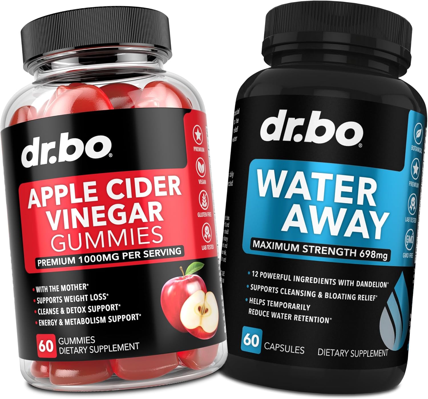 DR. BO ACV Gummies & Water Away Pills 1000MG Apple Cider