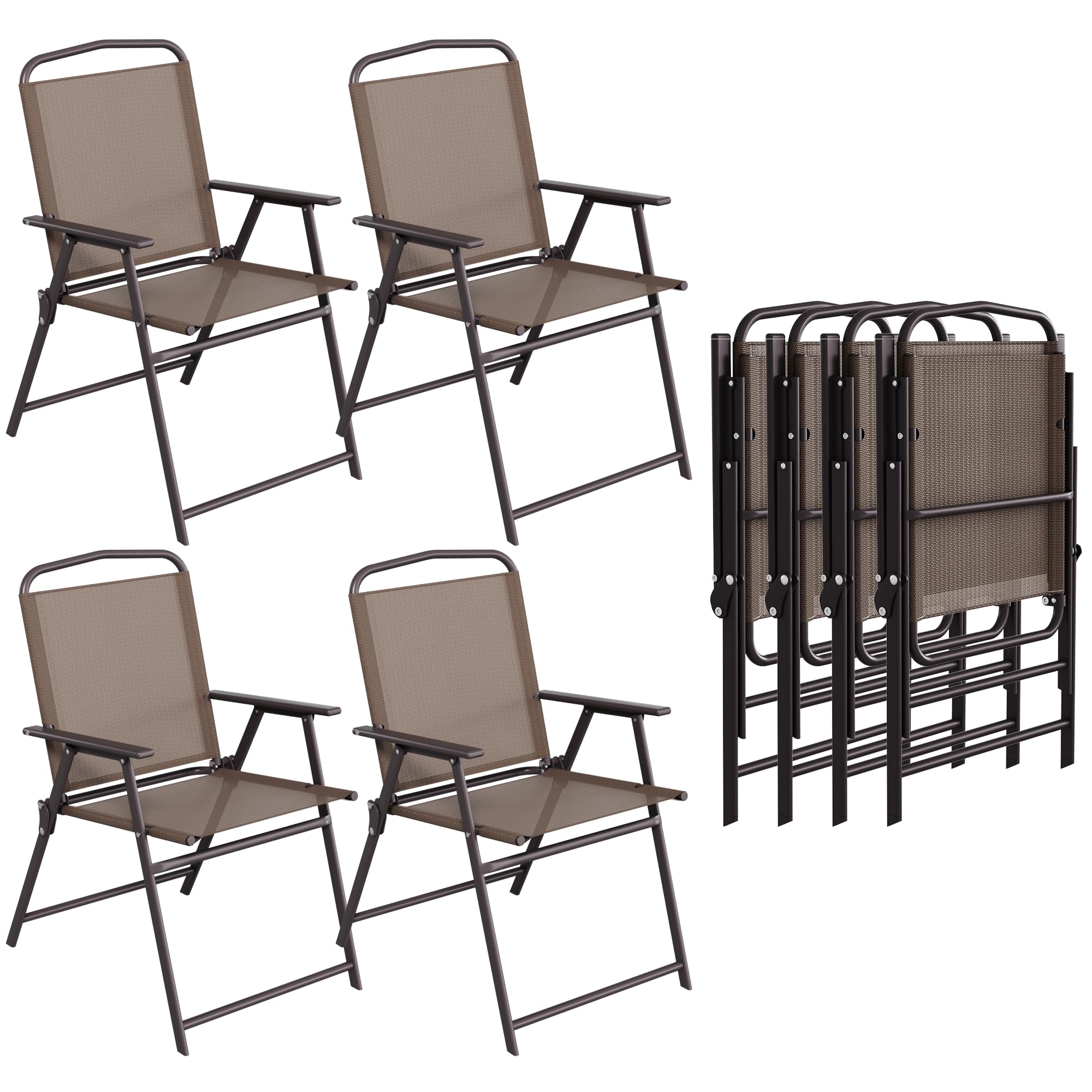 TLSUNNY Patio Folding Chairs Set, Outdoor Fold Up Textilene Garden Chair