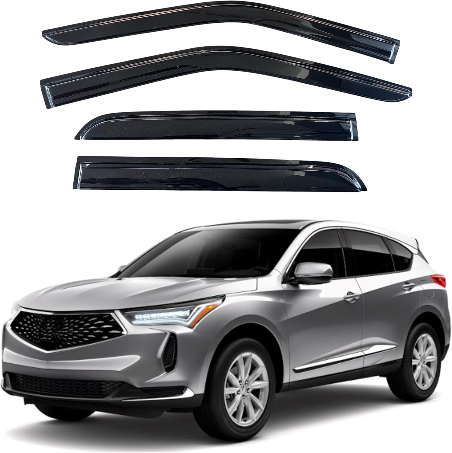 KPY Window Visor Compatible with Acura RDX 2019-2025, 4PC Rain Guard Side Window Vent Deflectors Tape-On Mugen Style, 2019 2020 2021 2022 2023 2024 2025 19-25 RDX