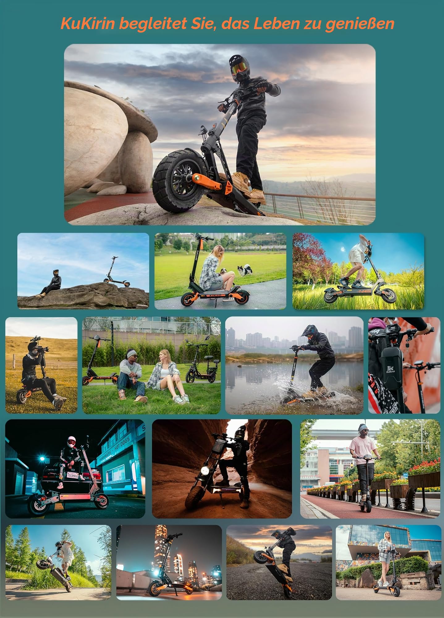 Kukirin E-Scooter mit Straßenzulassung für Erwachsene, Reichweite 35 Meilen, Doppelfederung, faltbar, 9 Zoll Reifen, Lenkerhöhe verstellbar, max. 20°, 120kg Tragkraft,ideal für Stadt & Offroad Pendeln