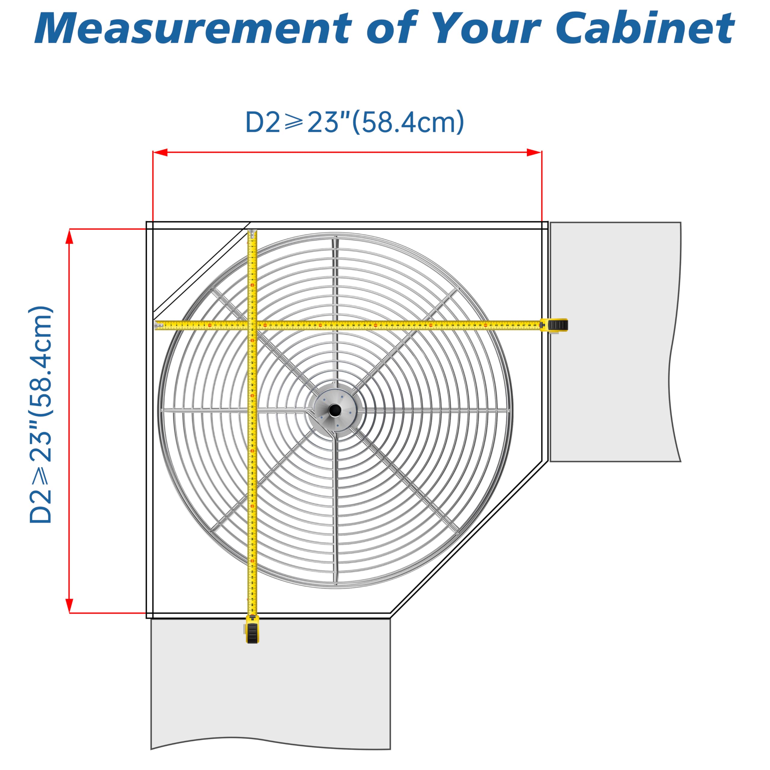 JOWBOOW 53,5 cm Chrom-Eckschrank, Lazy Susan, Vollkreis-Eckschrank, Lazy Susan, Ersatzregale, drehbares Regal für Oberschrank, Küche, passend für Schränke über 58,4 cm