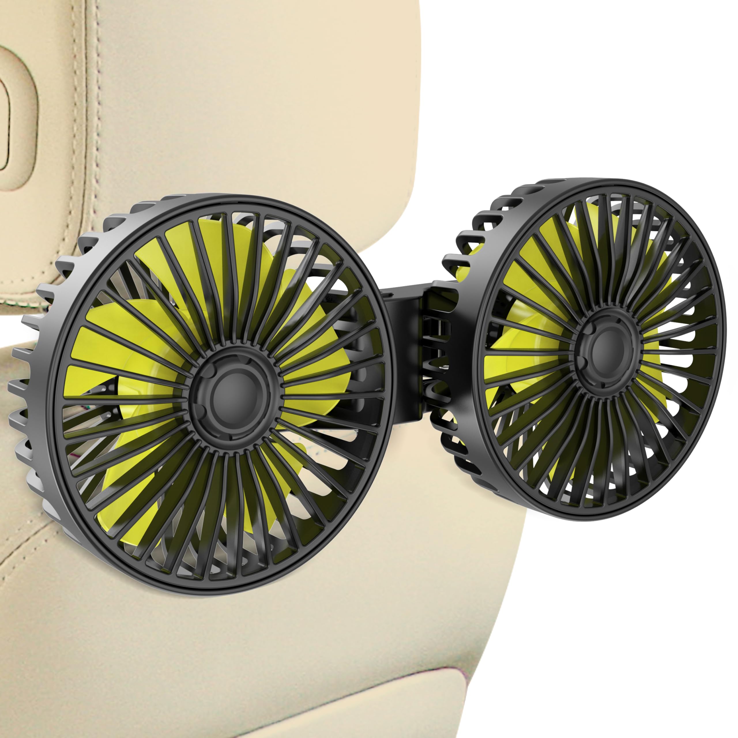 Photo 1 of Wowok Car Fan for Rear Seat Passenger Dual Head USB Car Seat Fan for Backseat Kids, 360° Rotatable 3 Speeds Air Circulation Fans for Baby, USB Fans with Adjustable Clip for Vehicles SUV RV Vehicles