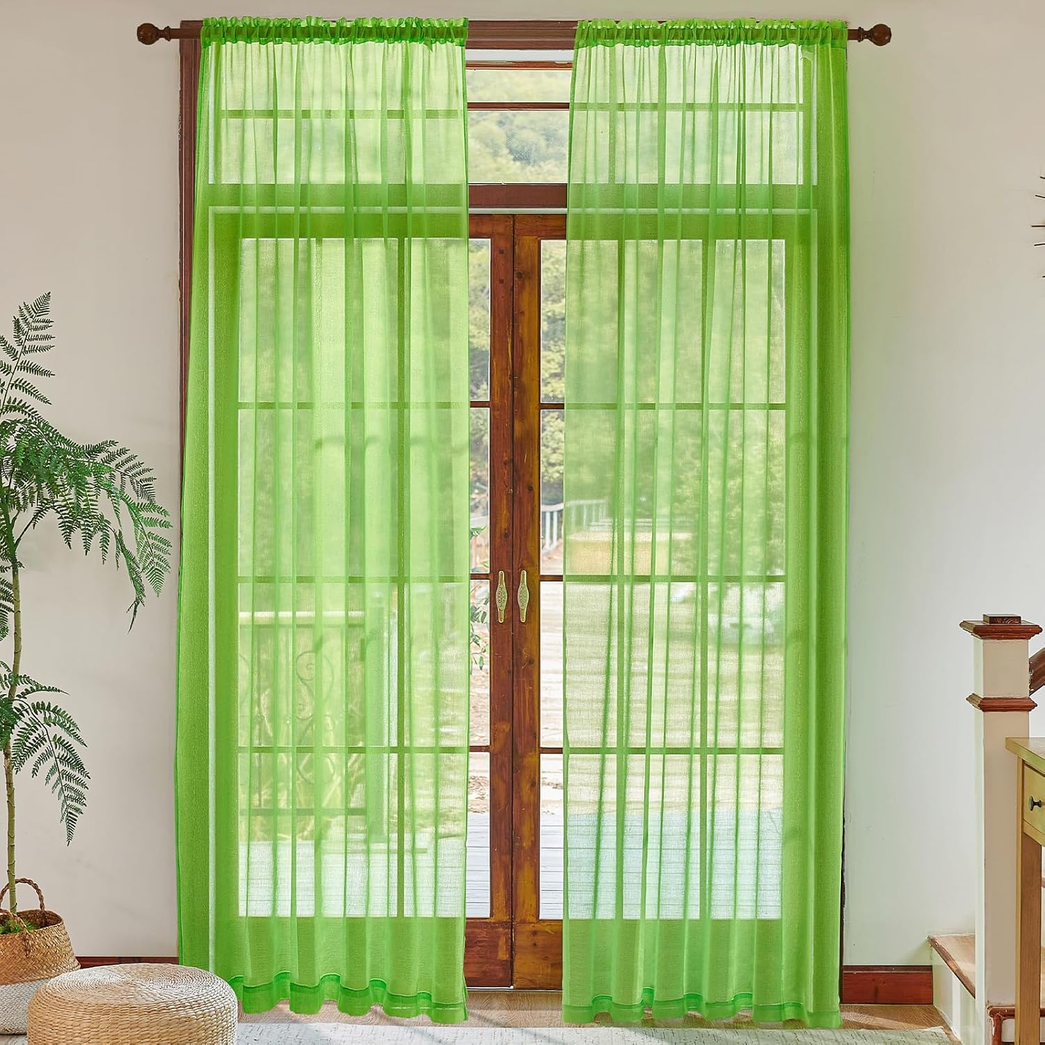 Tony's collection Lime Green Sheer Curtains 96 Inches Long