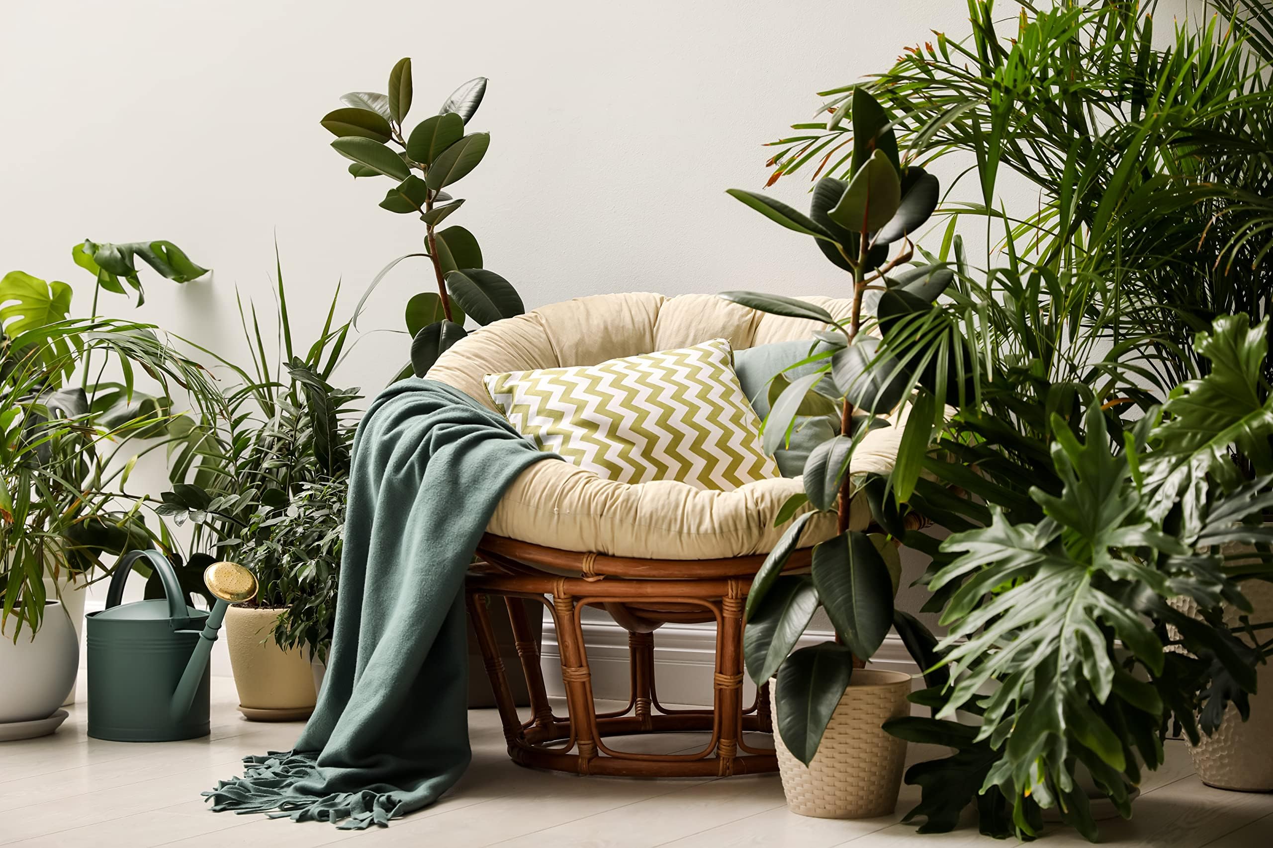 chilly pilley Coussin Rond Impermeable pour Papasan Fauteuil en Rougein Coussin De Fauteuil Jardin Coussin De Siège Matelassé avec Boucles (60cm, Crème)