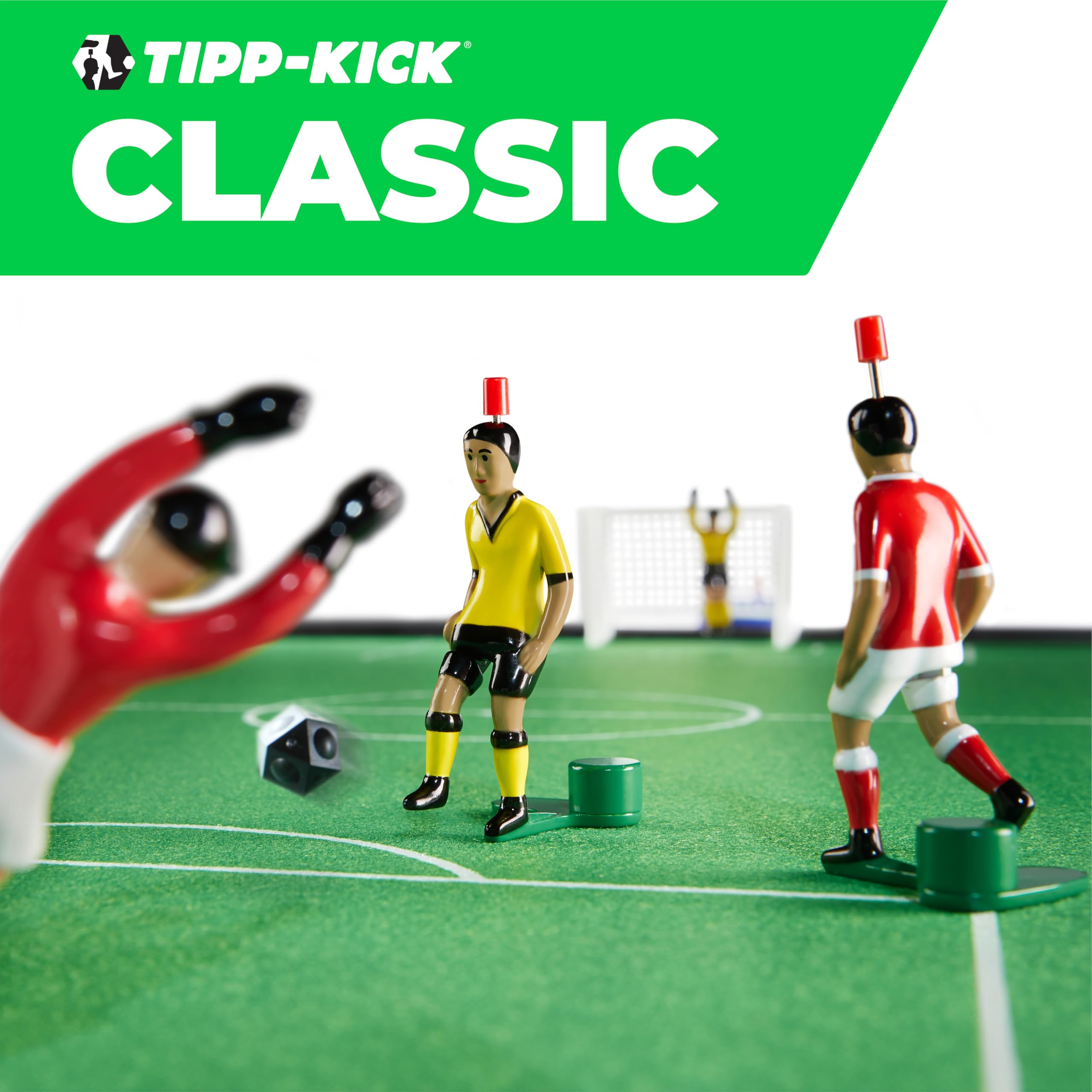 TIPP-KICK Spiel Classic Tischfußball-Set Das Original - Fußball-Spiel mit Spielern, Torwarten, Plastik-Toren, Bällen und Spielfeld aus Filz, ideal für Einsteiger, Geschenkidee für Fans