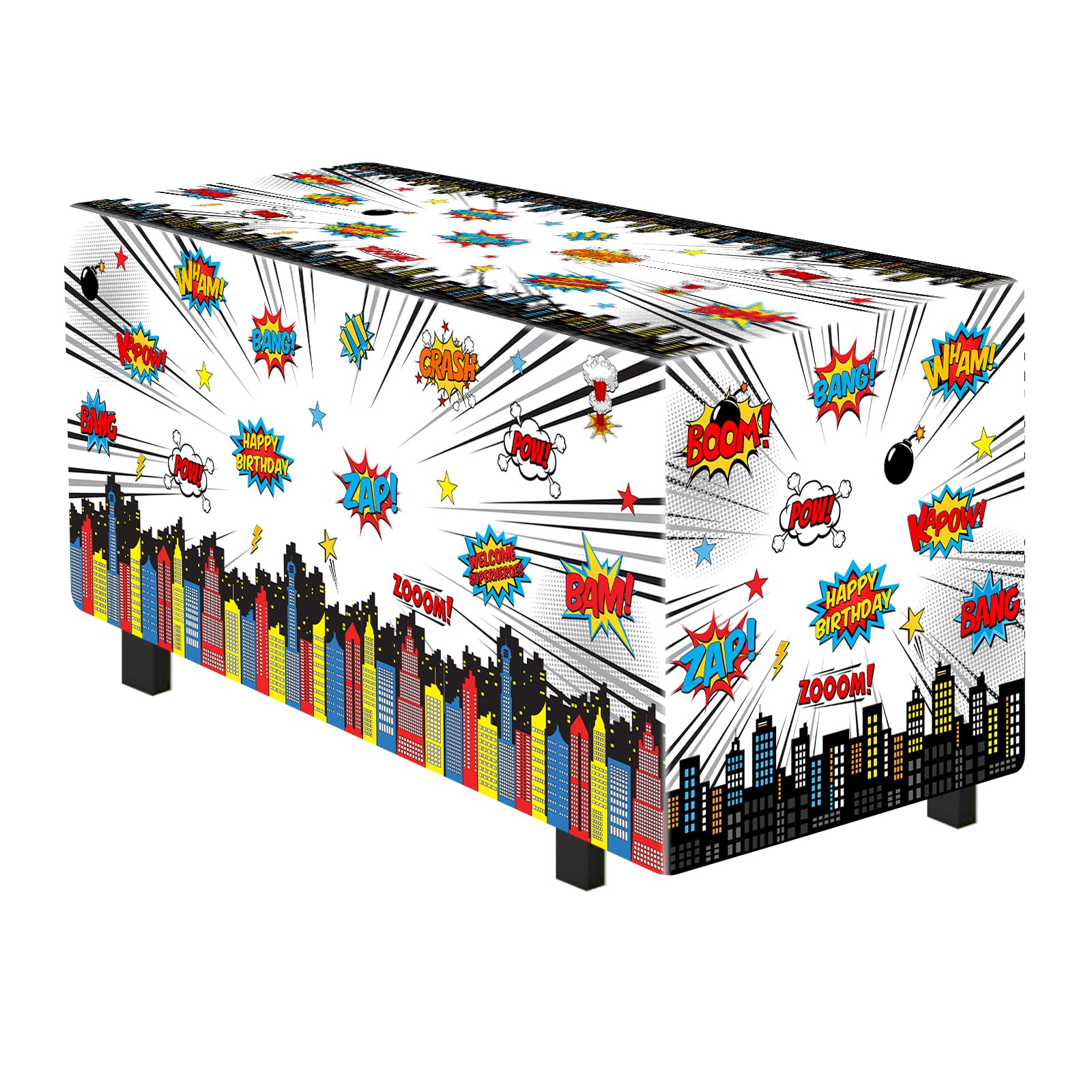 AHLIISSU 1Pcs 6Ft Hero Polyester Tablecloth, 72'' x 30'' Superhero Theme Table Cover Party Decor Supplies