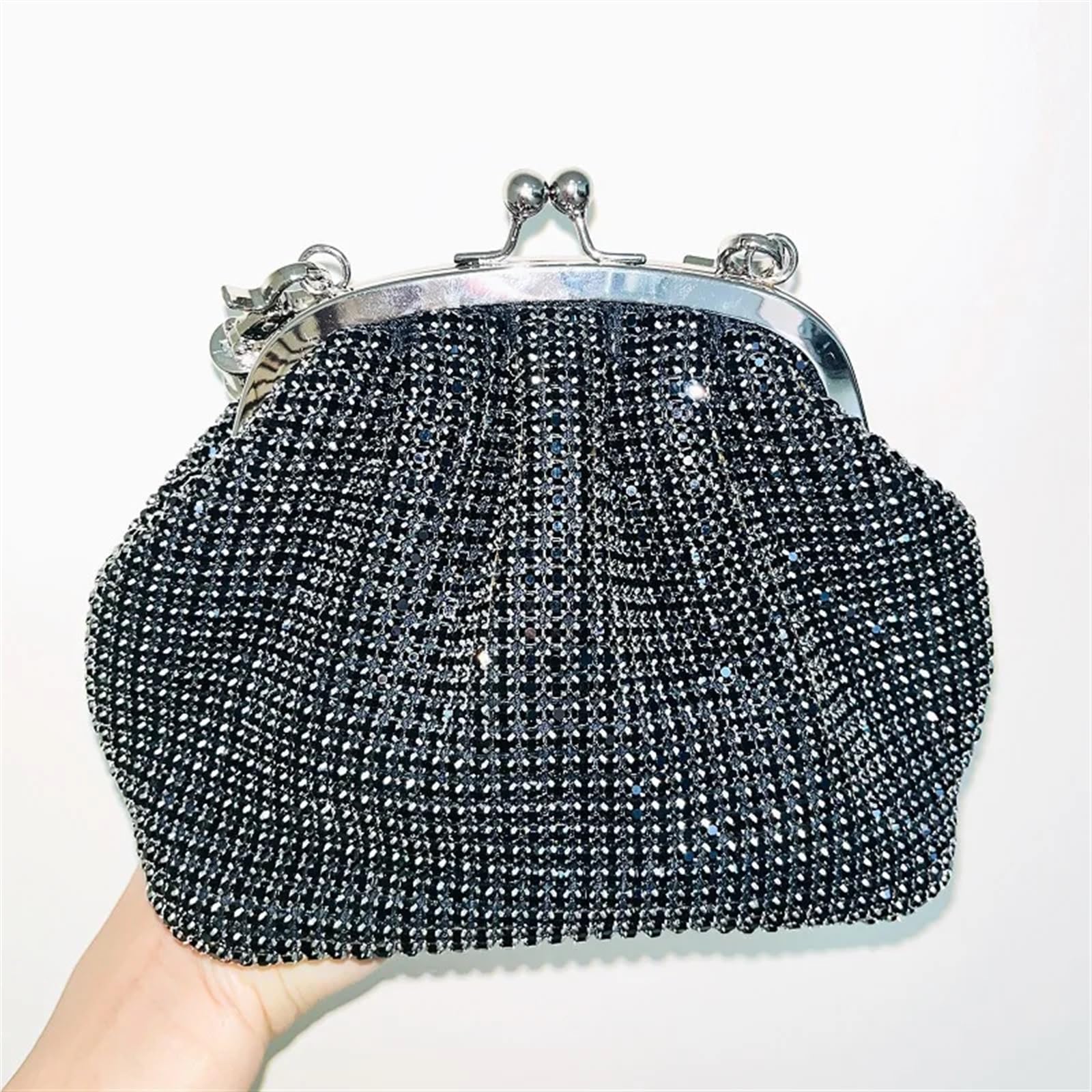 Bolso Fiesta Pedreria Monederos de Moda for Mujer, Bolsos de Mano for Mujer, Bolso de Fiesta con Diamantes de imitación, Mini Bolso de Mano de Cristal, Bolso de Maquillaje(Black)