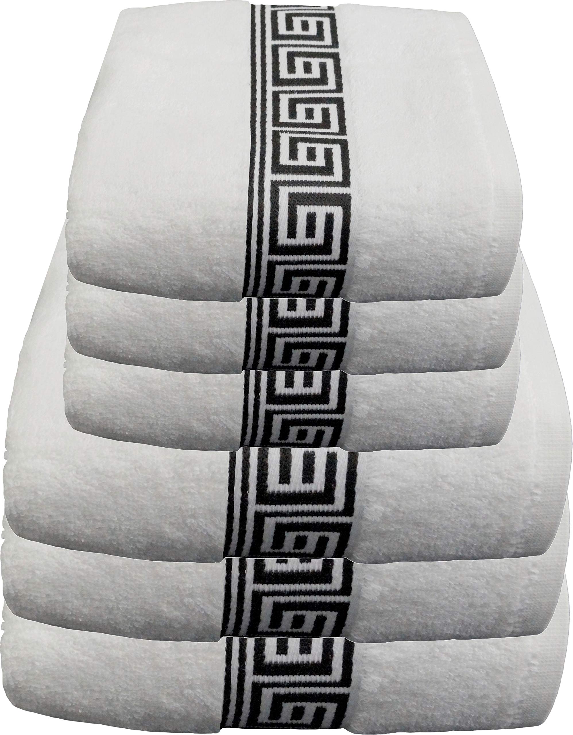 Produktbild von Julie Julsen 6 TLG Handtuchset 2 Badetücher 4 Handtüche Chemikalien-Frei 600g/m² Weiß-Schwarz 100% Baumwolle - Oeko TEX Std 100 Zertifizierung - Weich Und Saugstark - Waschmaschinenfest