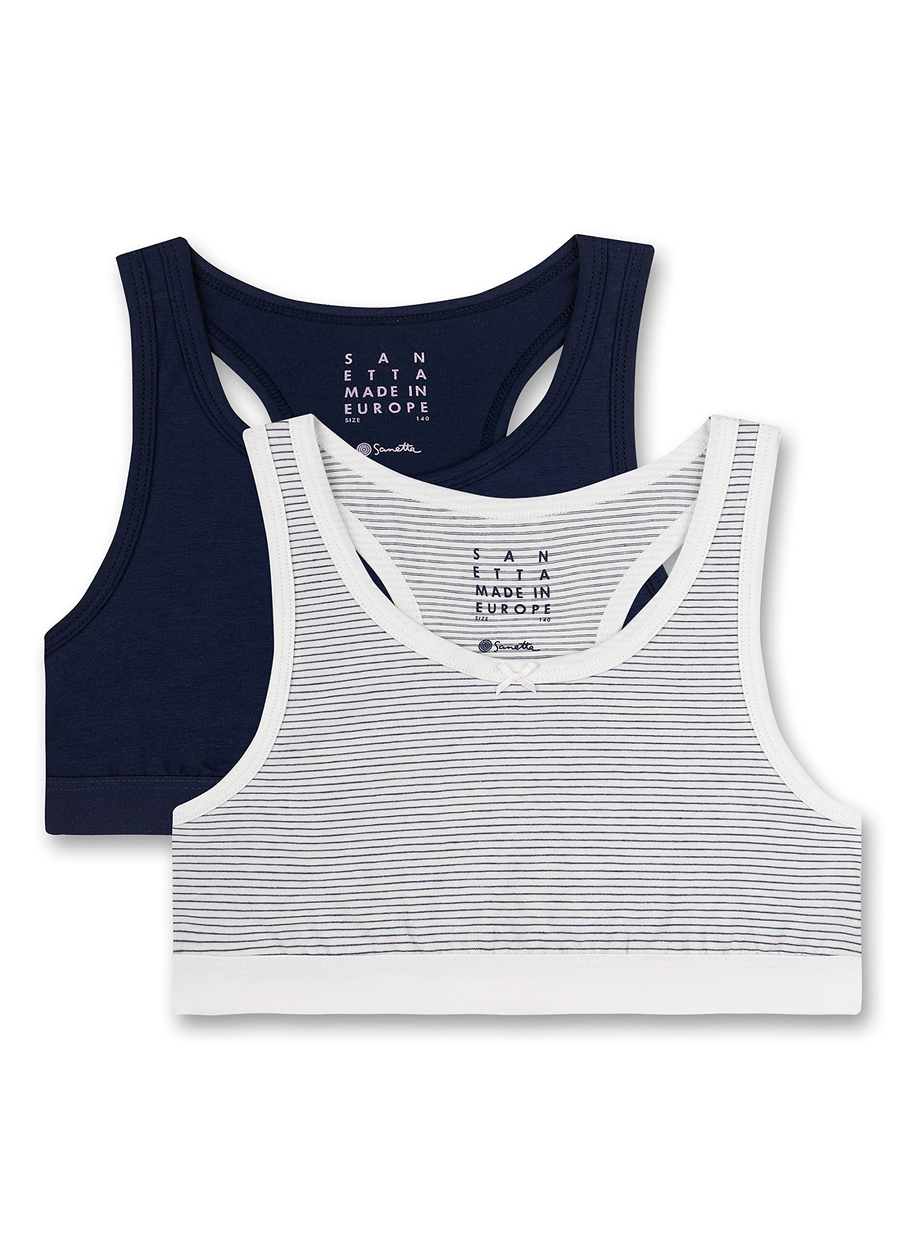 Sanetta Girl's 347705 Sports Bra, White Pebble, 164 (Pack of 2)