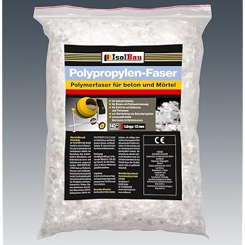 Isolbau Polypropylene Fiber - 1kg High Quality Polymer Fiber for Concrete Mortar Screed Plaster - 6mm 12mm 18mm Mix