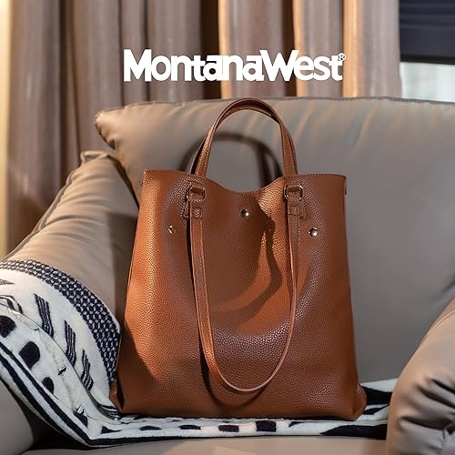 Miniatura 2 de Montana West Bolso de mano para mujer bolsos y bolsos de mano con asa superior bolso de hombro grande Negro (Con Bolsa), Marrón (Con Bolsa), Café