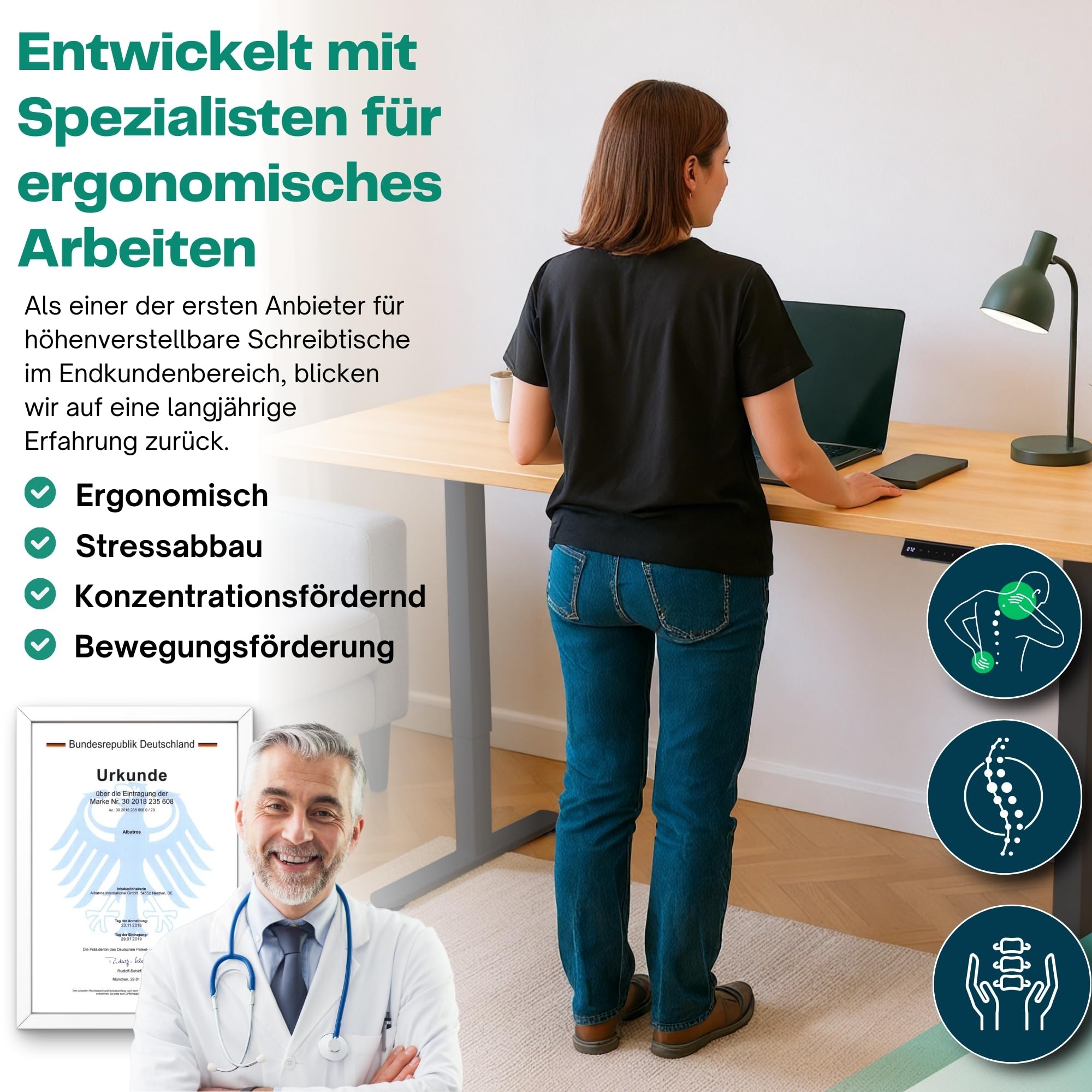 ALBATROS höhenverstellbares Schreibtisch Tischgestell elektrisch | Lift S5 Schwarz | Gestell, Tischbeine, Tischfüße aus Metall | Display | 120Kg belastbar | Für extra breite 2m Tischplatten