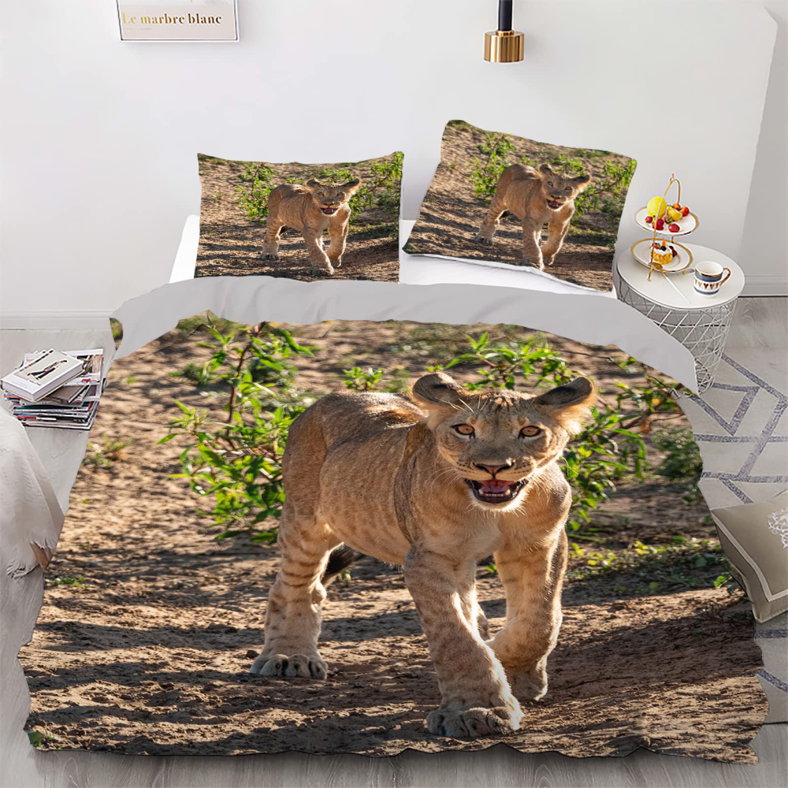 Parure de lit fille 140x200 animaux colorés en fibre superfine douce