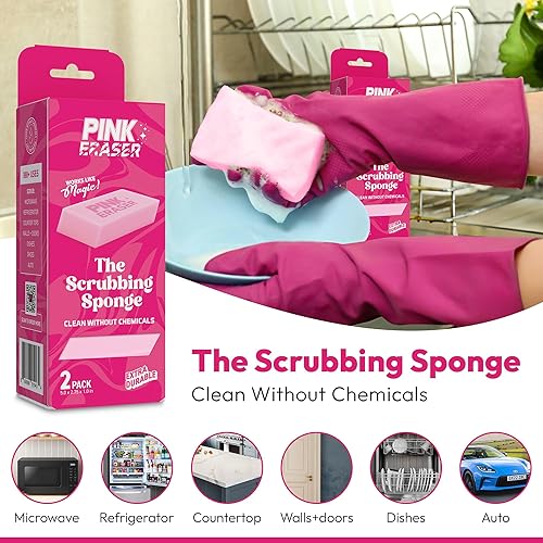 Miniatura 4 de Borrador rosa: la esponja de limpieza definitiva, extra duradera, paquete de 2