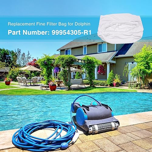 Miniatura 2 de 99954305-R1 Bolsa de filtro de 70 micrones de repuesto para Dolphin - Maytronic Dolphin Parts Deluxe 4, Deluxe 5, DX6 Bolsa de filtro para limpiador