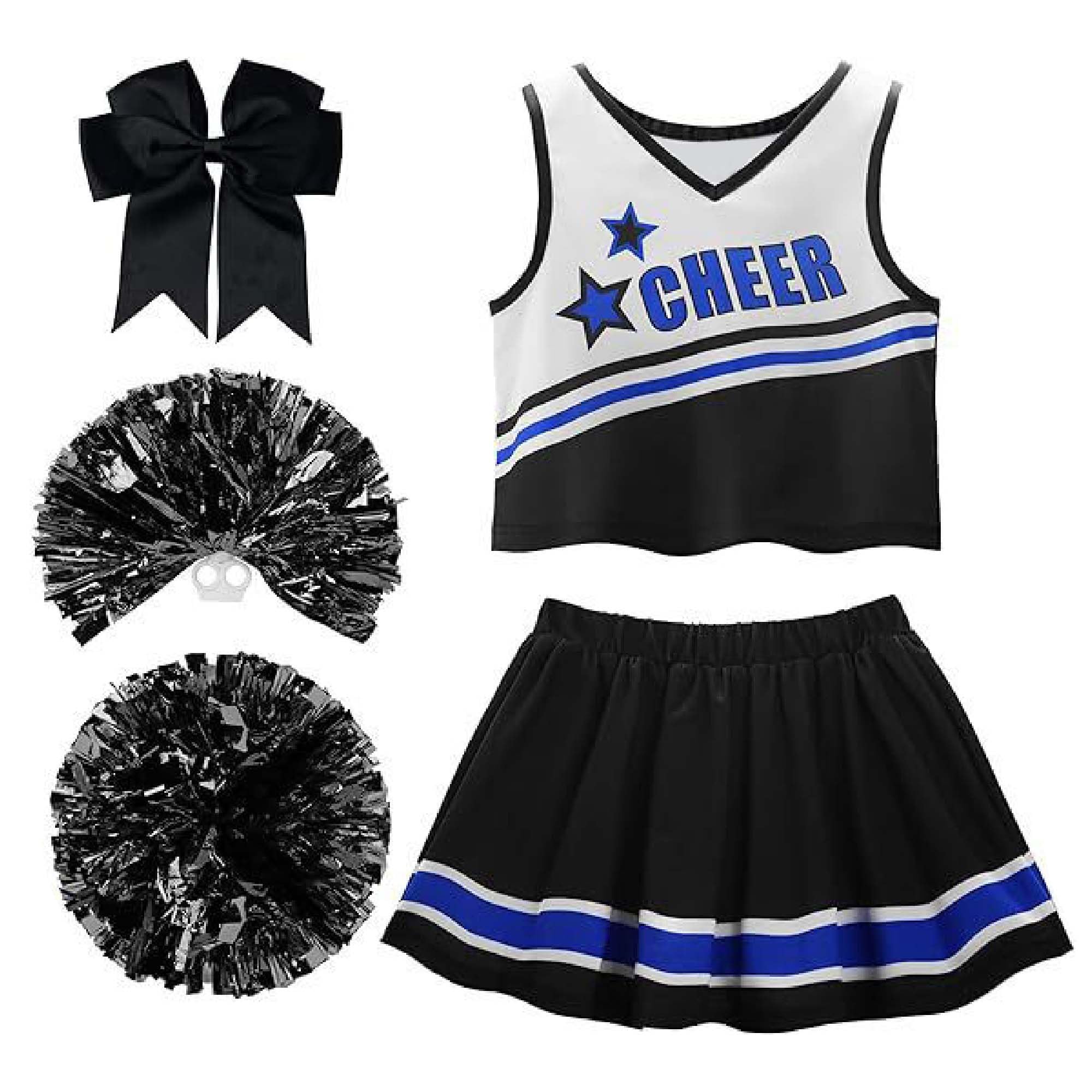 Danzcue Girls Sweetheart Cheerleader uniform Costume, Cheerleading Uniform Outfit for Halloween Party Birthday Gift