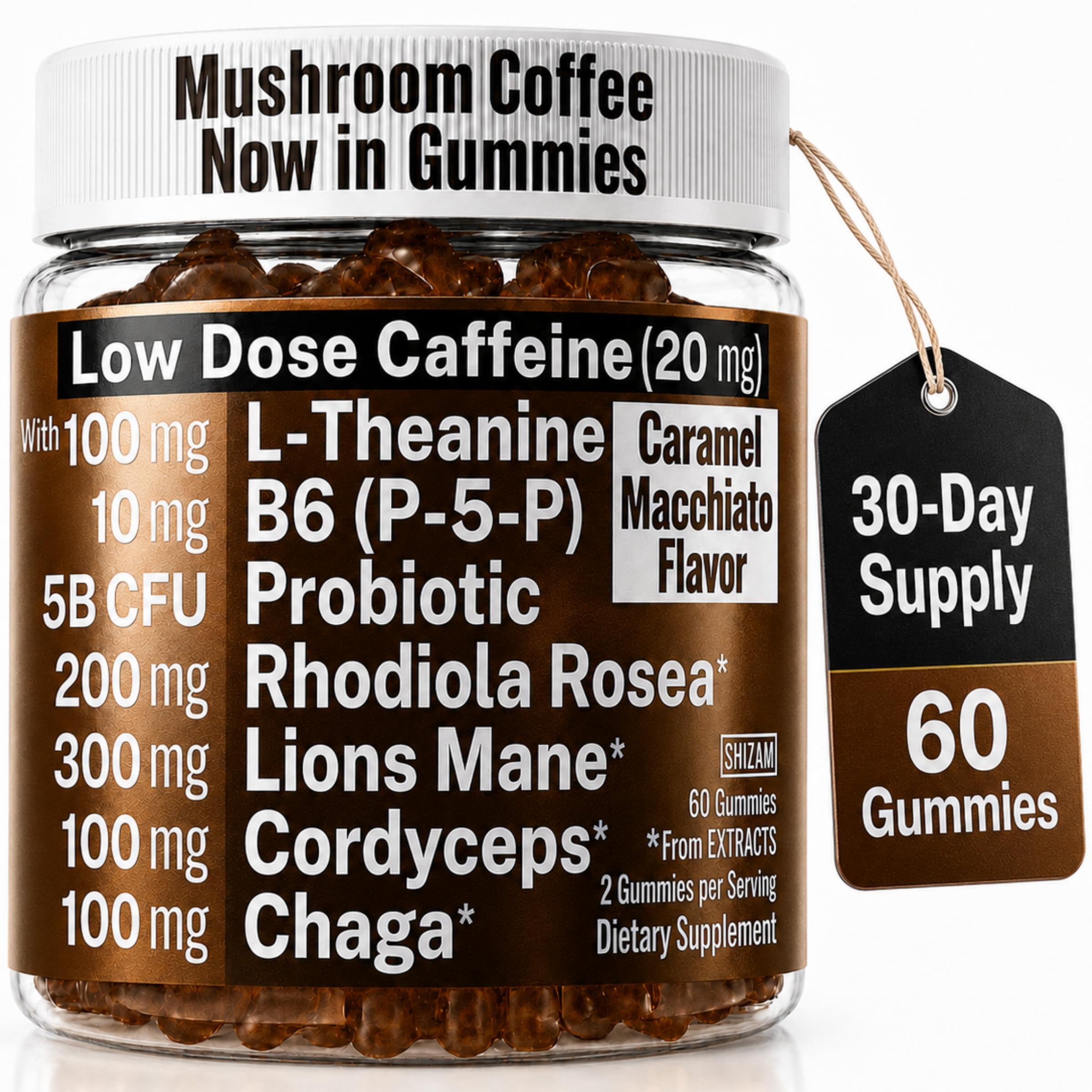 Mushroom Coffee Gummies with Lion’s Mane, Cordyceps, Chaga & Caffeine