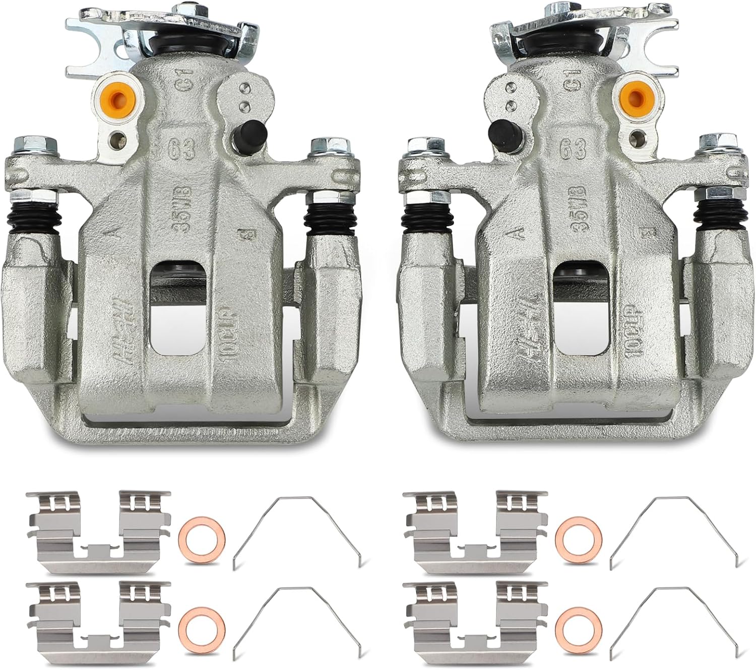 19B3358 19B3359 Rear Left & Right Disc Brake Caliper Assembly with Bracket For 2009-2014 Acura TSX, 2008-2012 Honda Accord Replaces# 43018TA0A01 43018TA0A81 (19-B3358 19-B3359, Rear Left & Right)