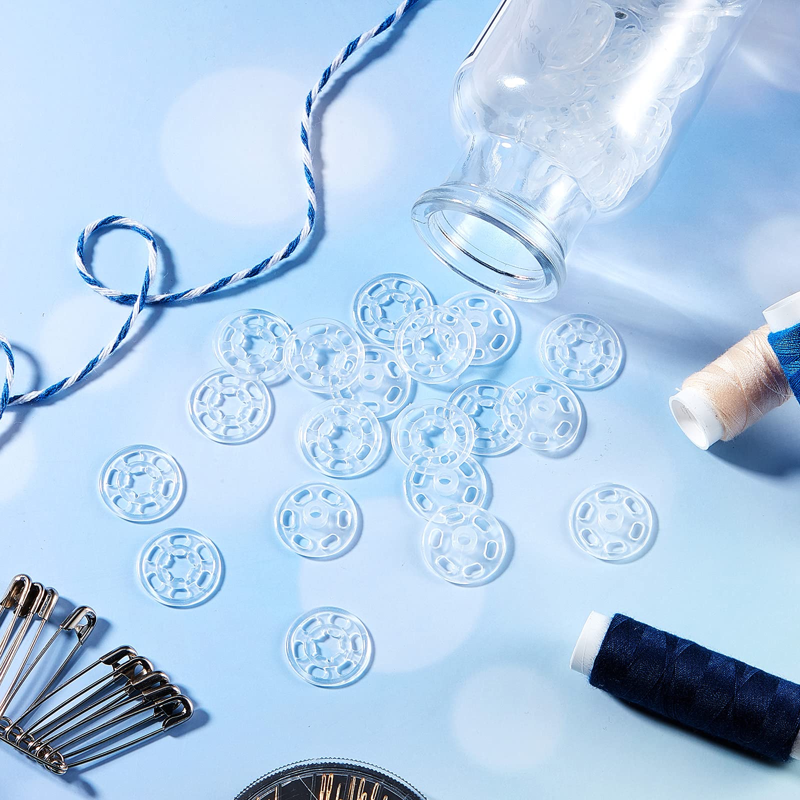 40 Paia Bottoni Automatici Trasparenti - 7mm, Invisibili Da Cucire, Per Abbigliamento E DIY - Foto 4