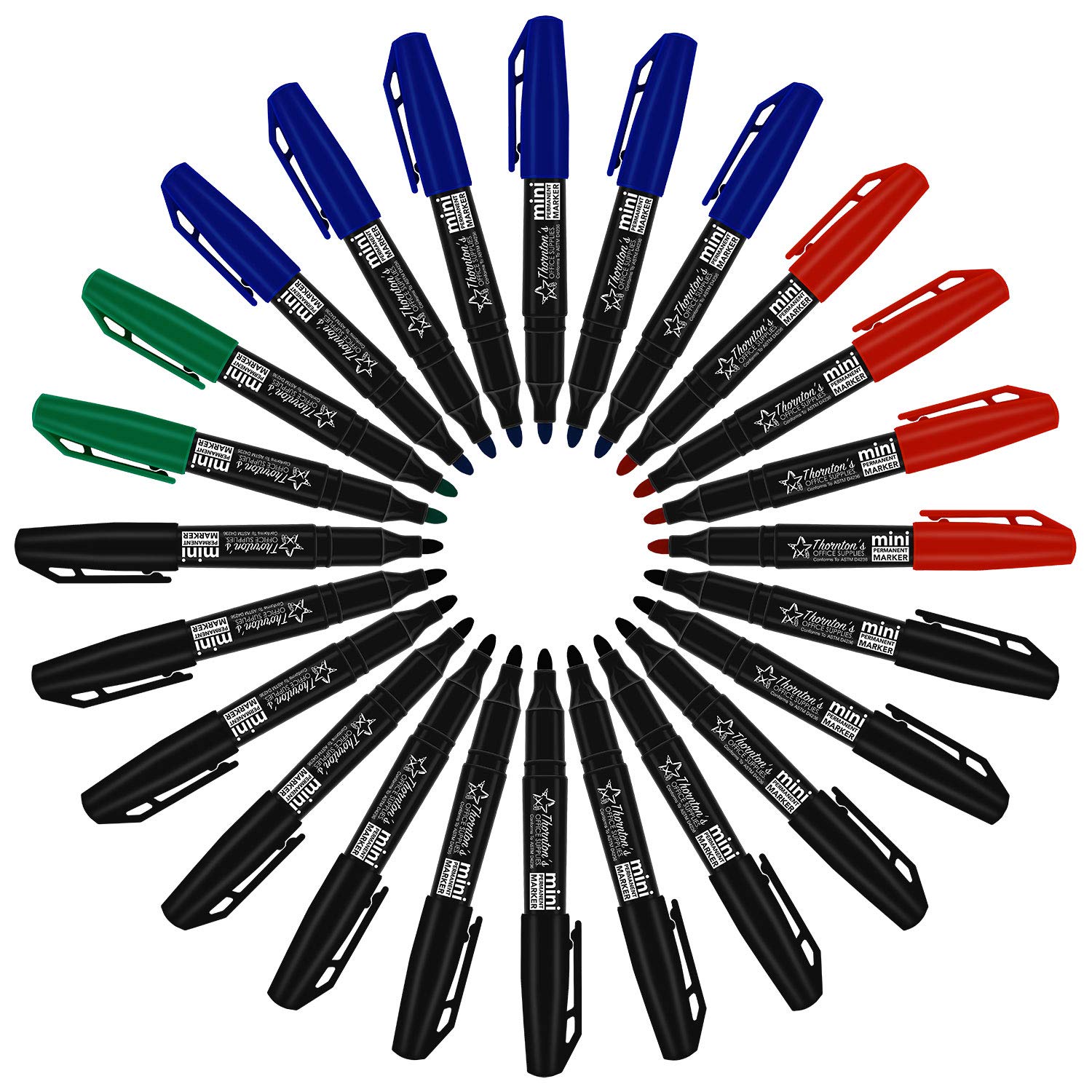 Mini Permanent Markers Works on Plastic, Wood, Stone, Metal and Glass for Kids Adult Coloring Doodling, 1.0mm, Fine Point, Assorted Business Colors, 24-Count